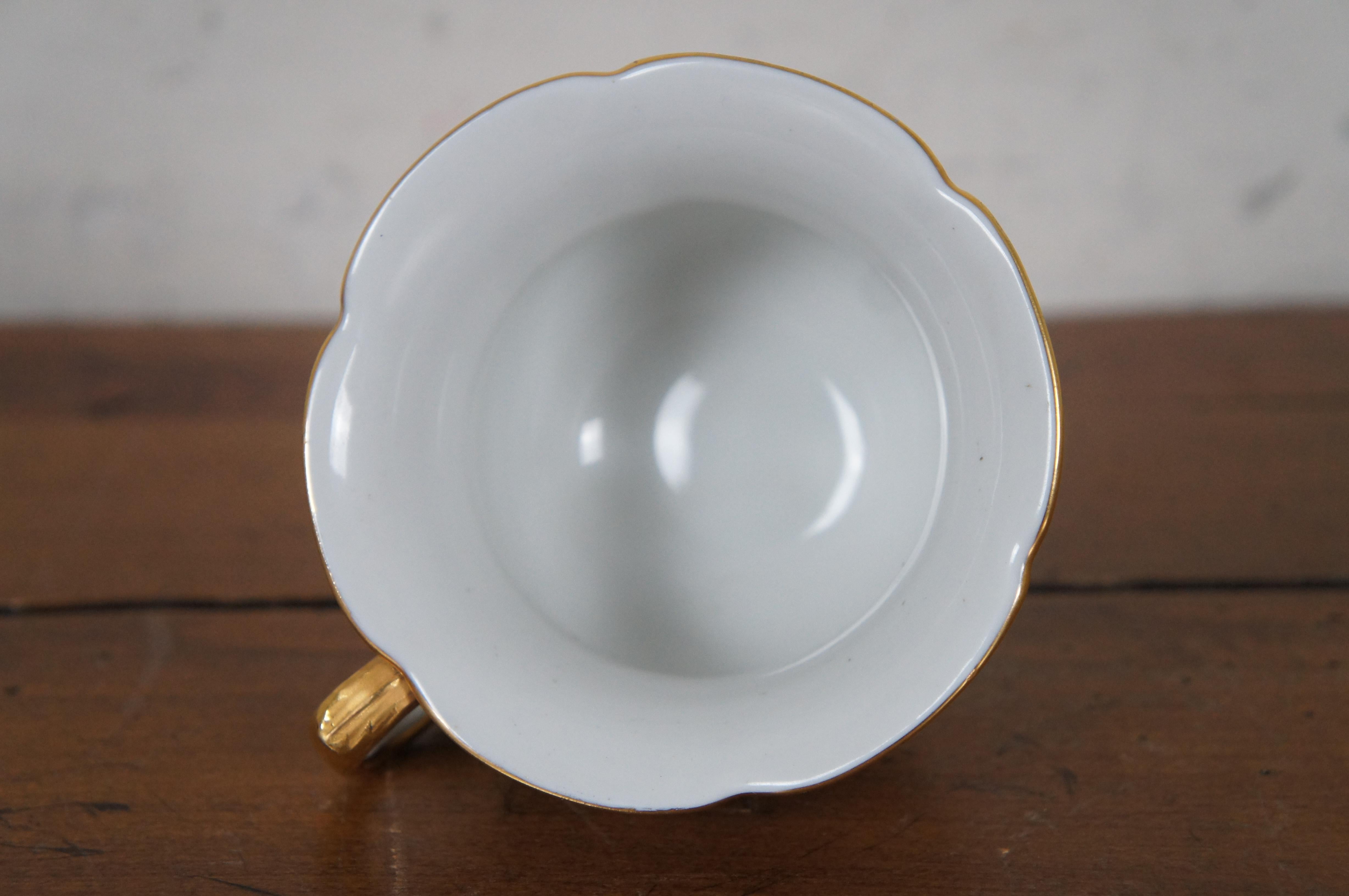 Rare Vintage Meissen Mocha B-Form Porcelain Teacup & Saucer Cobalt Blue & Gold 5