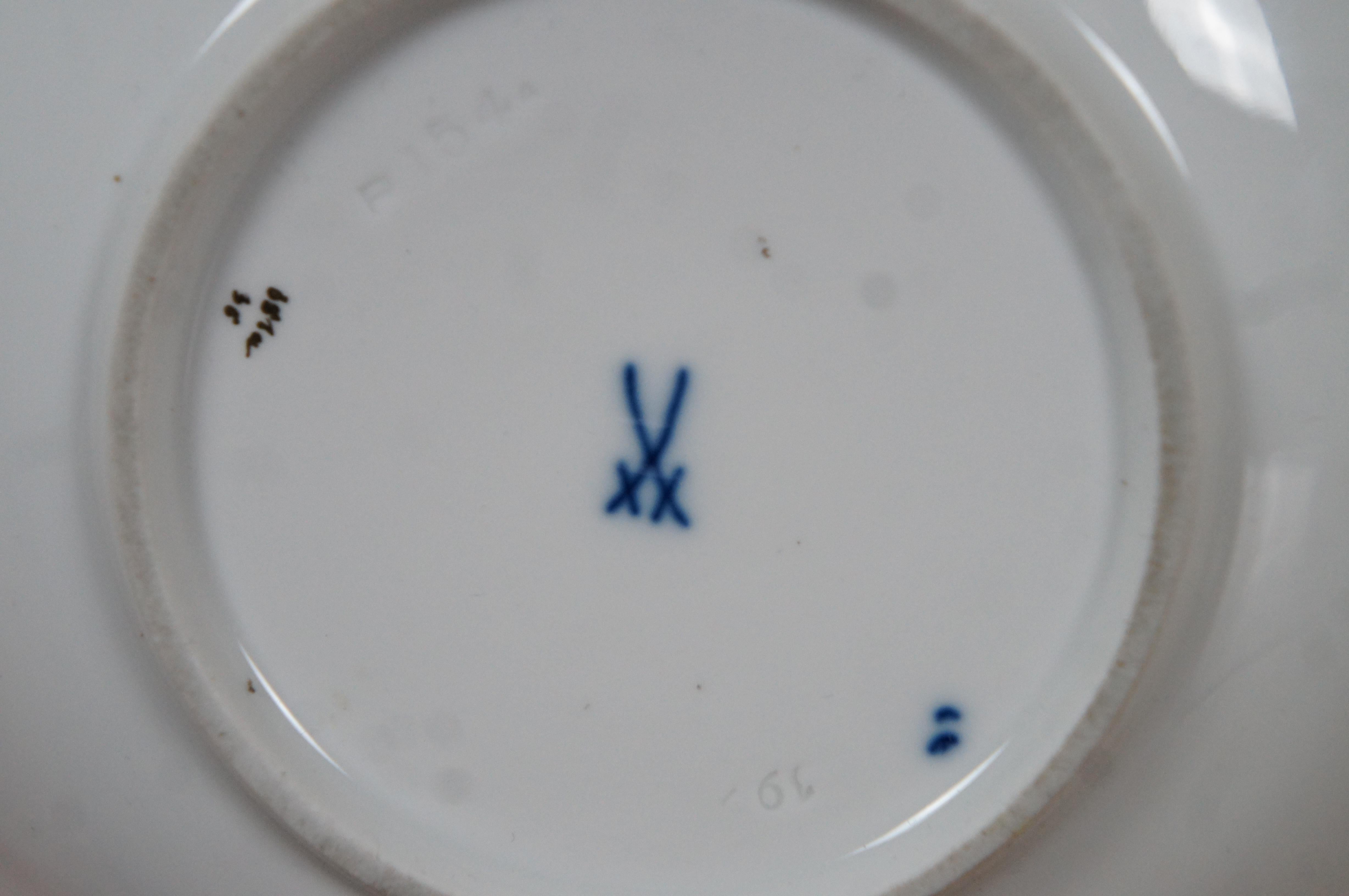 19th Century Rare Vintage Meissen Mocha B-Form Porcelain Teacup & Saucer Cobalt Blue & Gold