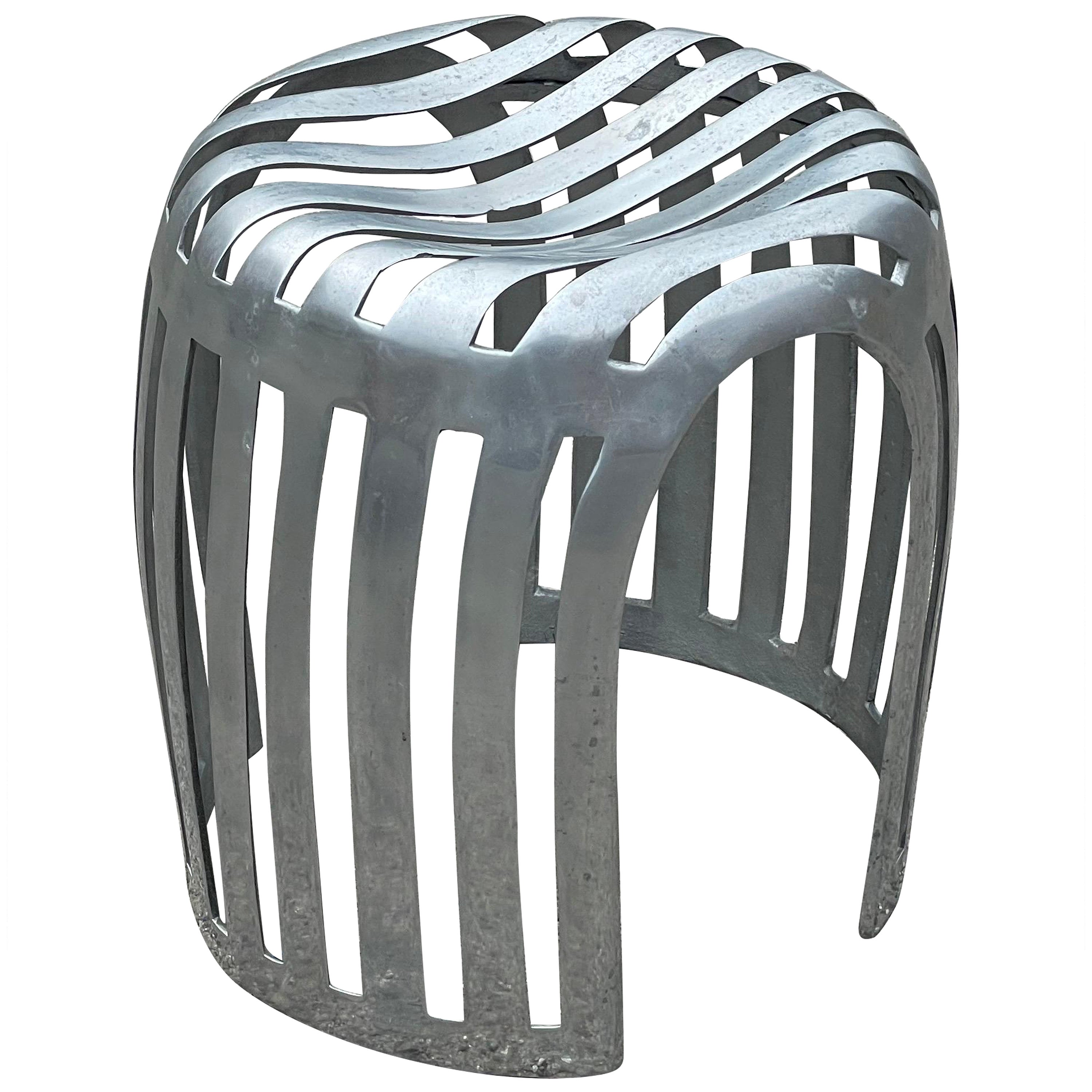Tabouret en métal rare vintage des années 1970