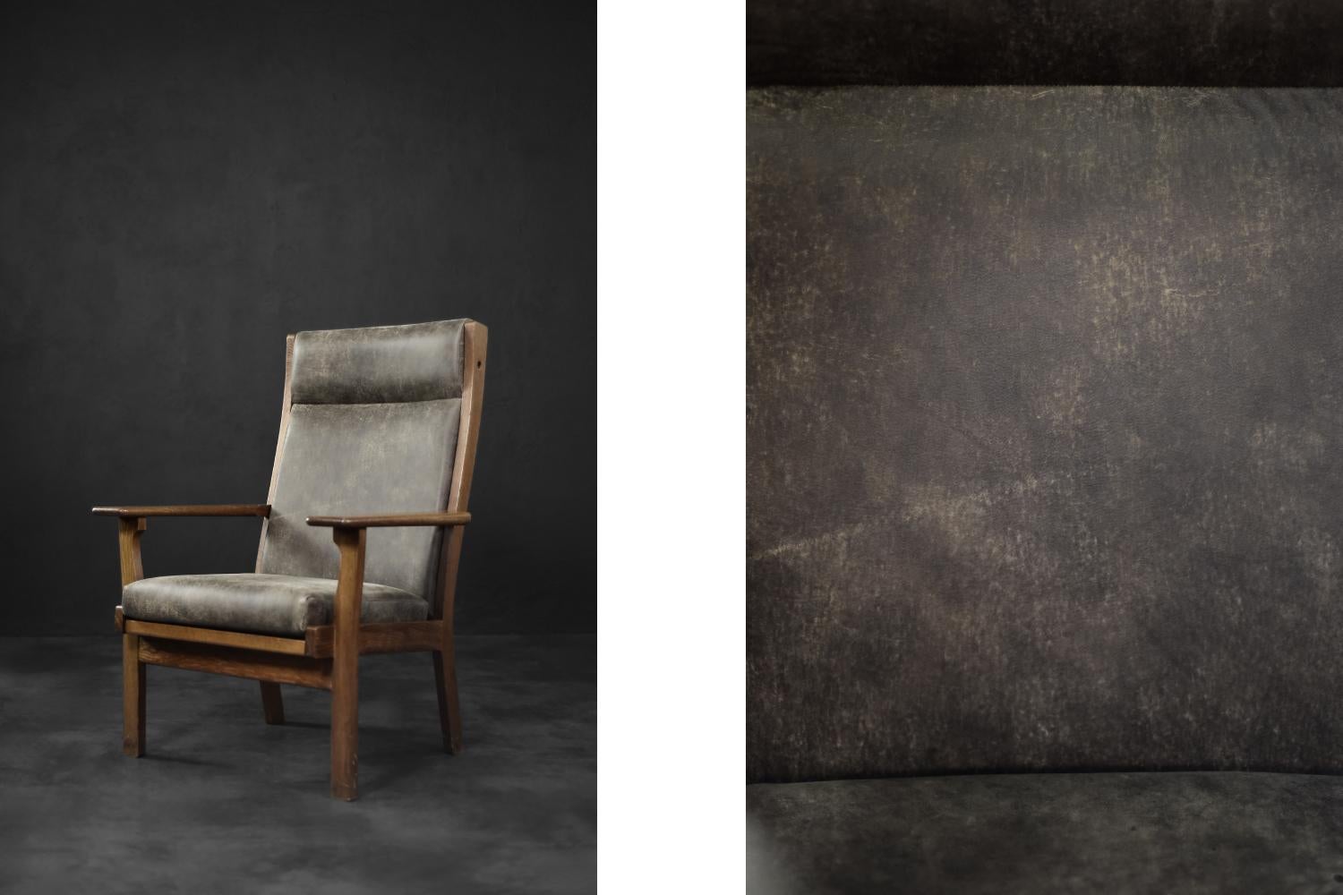 Seltener dänischer Moderner Sessel Modell GE 181 A von Hans J. Wegner aus der Jahrhundertmitte (Mitte des 20. Jahrhunderts) im Angebot