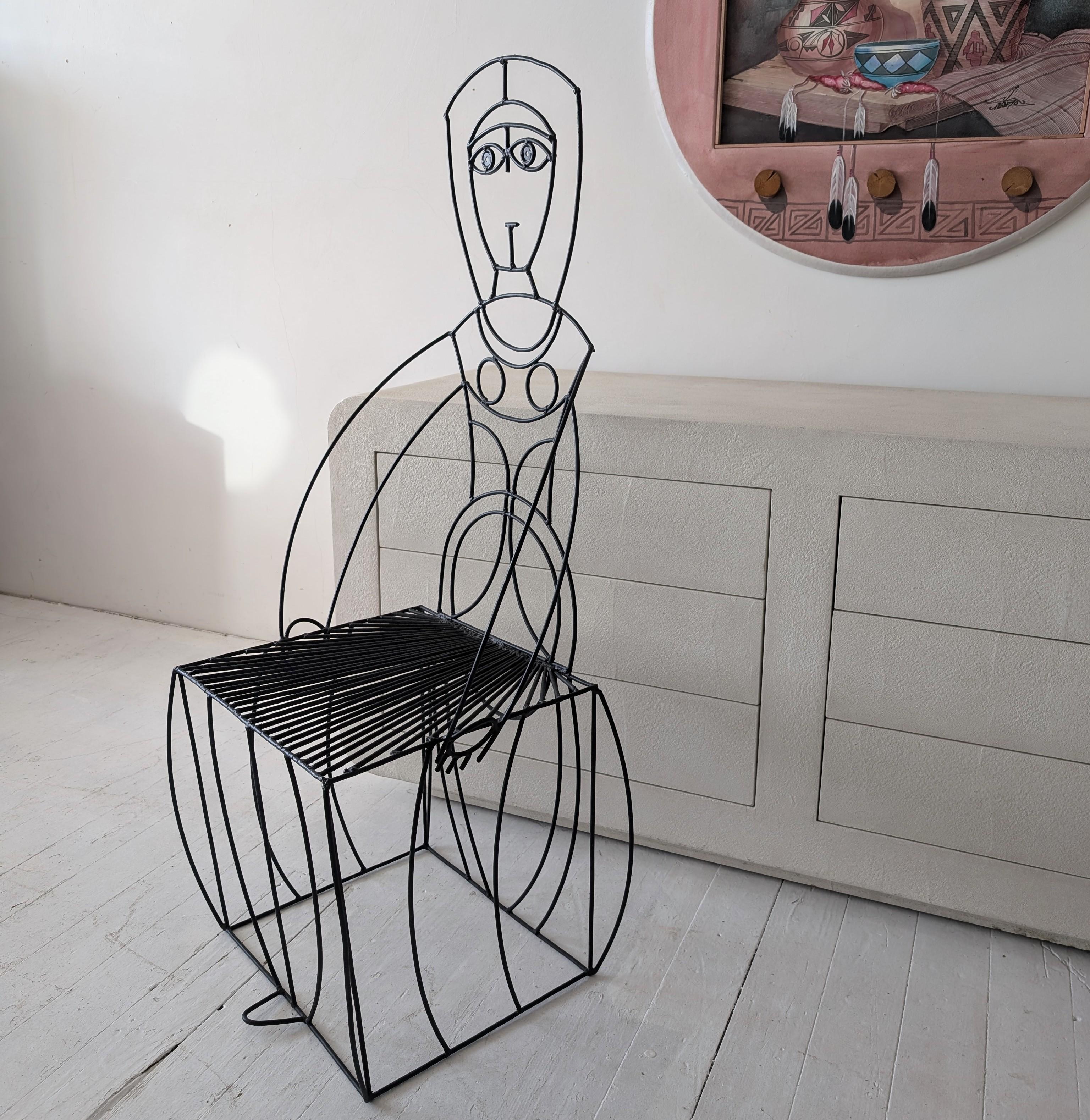 American Rare vintage mid century figural chair by John Risley, USA 1960s For Sale