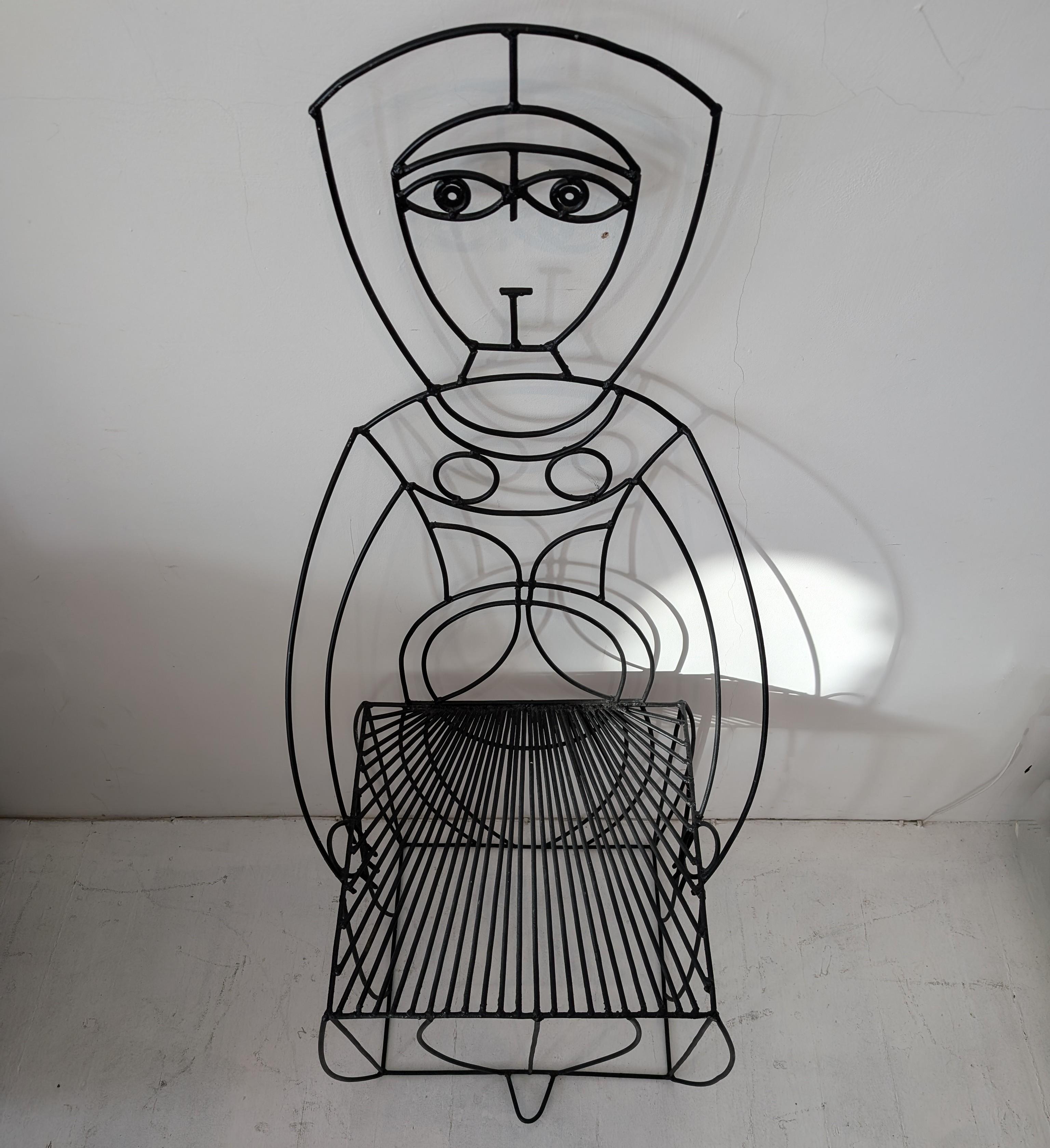 Steel Rare vintage mid century figural chair by John Risley, USA 1960s For Sale