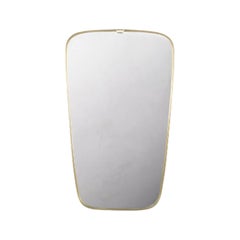 Rare Vintage Mid-Century German Modern Rockabilly Metal Golden Frame Wall Mirror