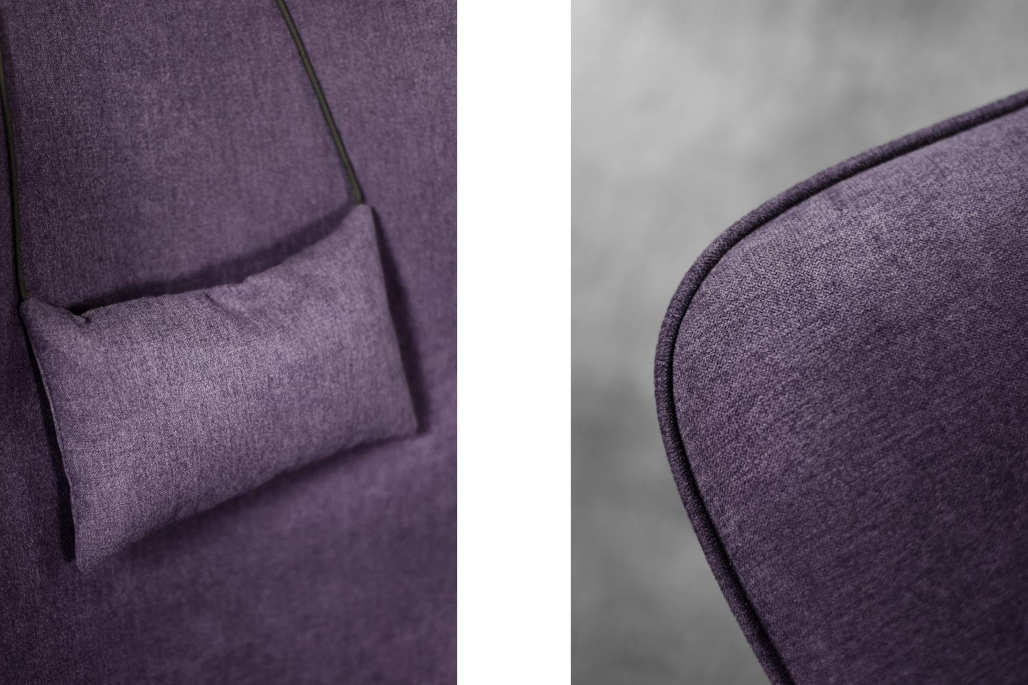 Rare Vintage Mid-Century Scandinavian Modern Oak&Purple Fabric High Wing Chair For Sale 2