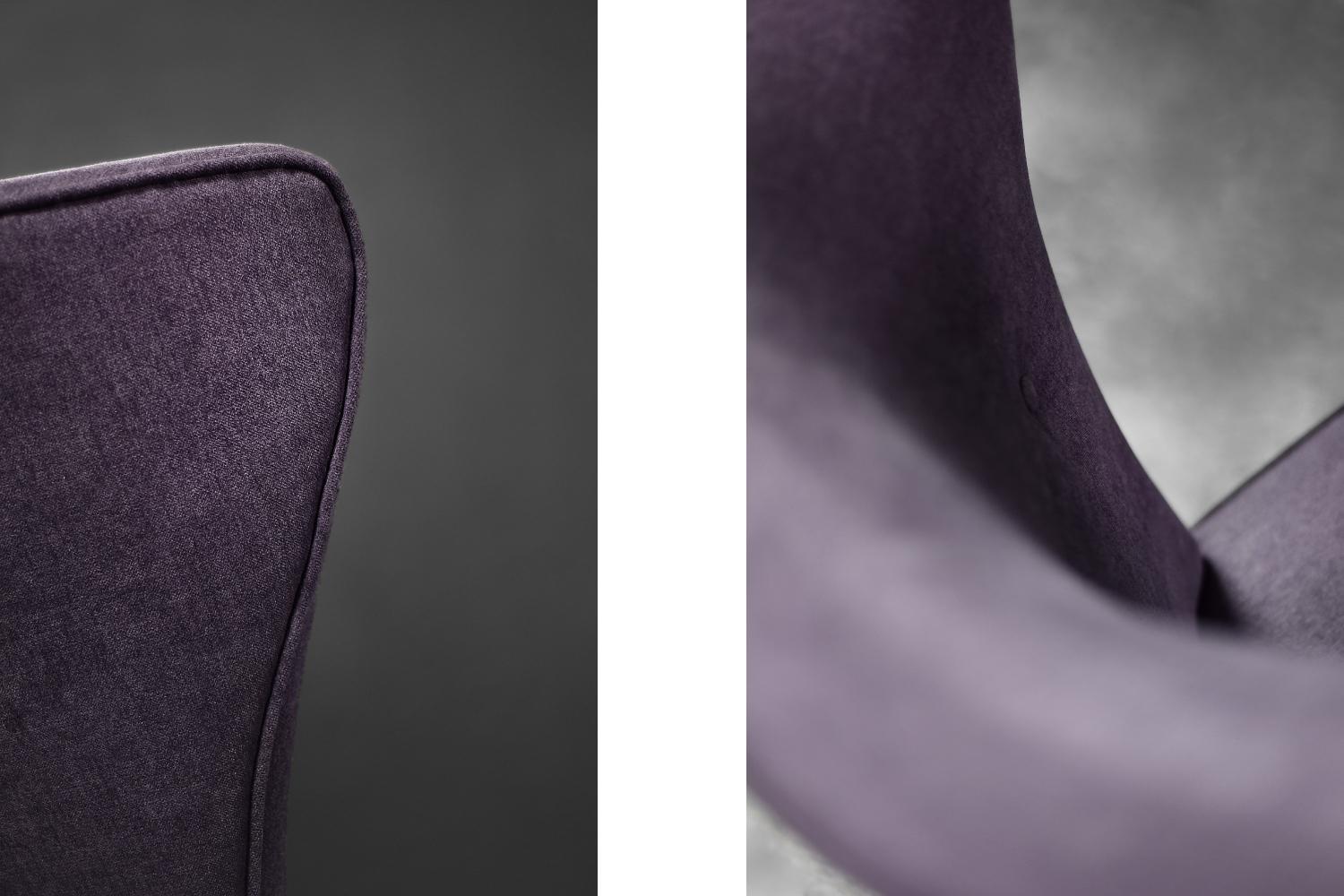 Rare Vintage Mid-Century Scandinavian Modern Oak&Purple Fabric High Wing Chair For Sale 3