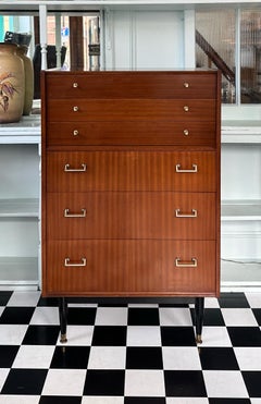 Rare Vintage Mid-Century Teak and Tola Chest of Drawers / Tallboy by Nathan