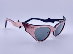 Rare Vintage Midcentury Cat Eye Metallic Pink 1950 Sunglasses