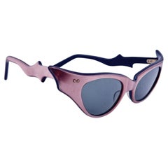 Rare Vintage Midcentury Cat Eye Metallic Pink 1950 Sunglasses