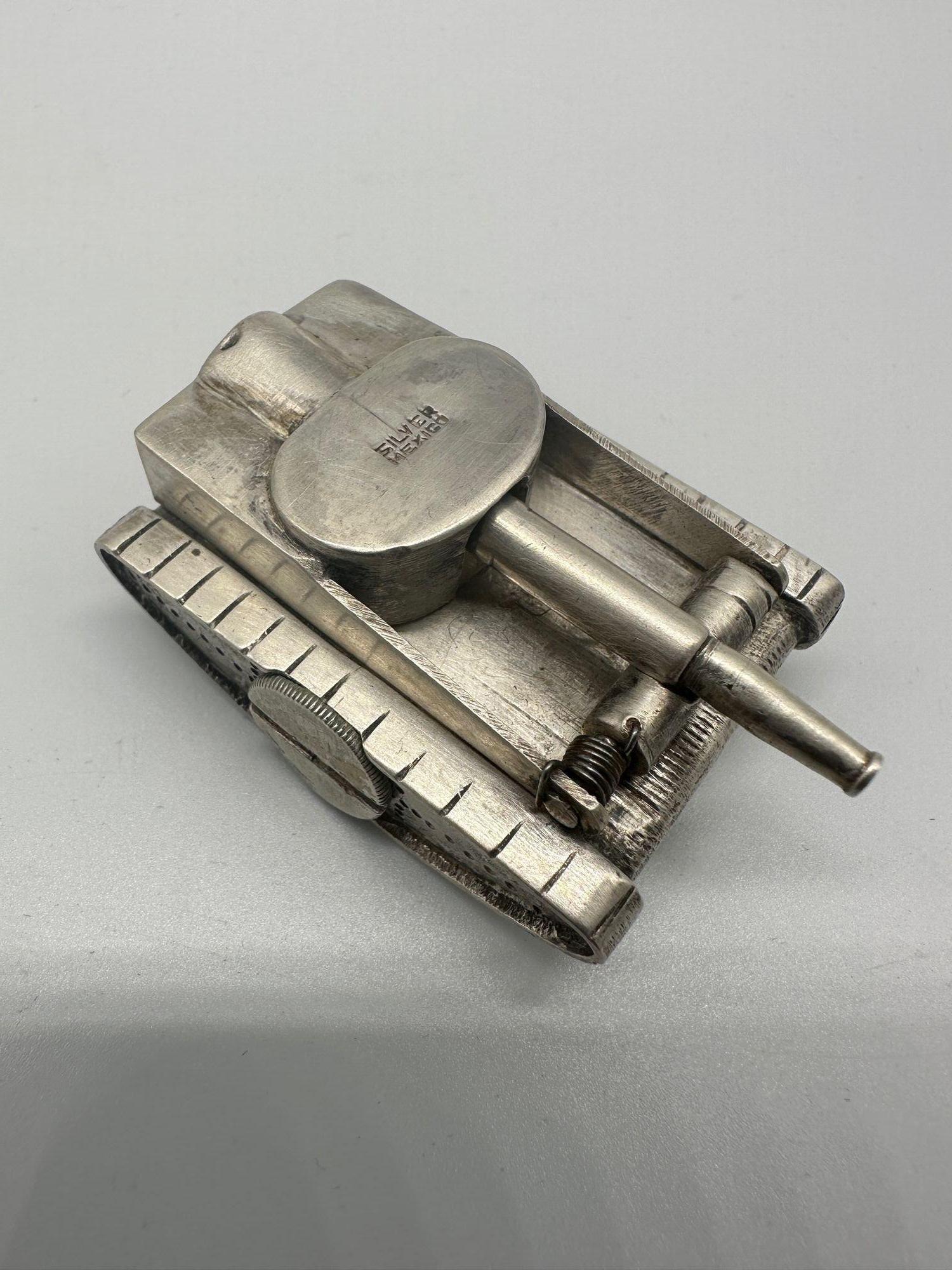 Machine Age Rare Vintage Military Tank SilverLighter For Sale