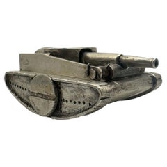 Seltene Vintage Militär Panzer SilberFeuerzeug