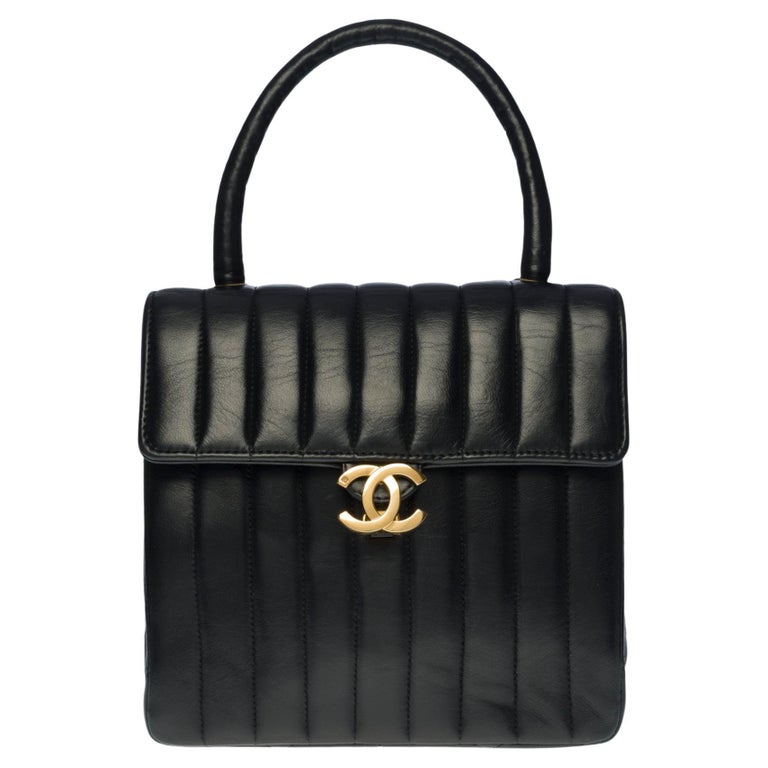 Rare vintage Mini Chanel Classic shoulder flap bag in black