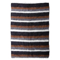 Vintage Mohair Blanket Kilim Rug Turkey Beige Brown Grey Djoharian Collection