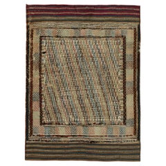 Rare vintage Moroccan Kilim in Green, Beige Geometric Pattern by Rug & Kilim