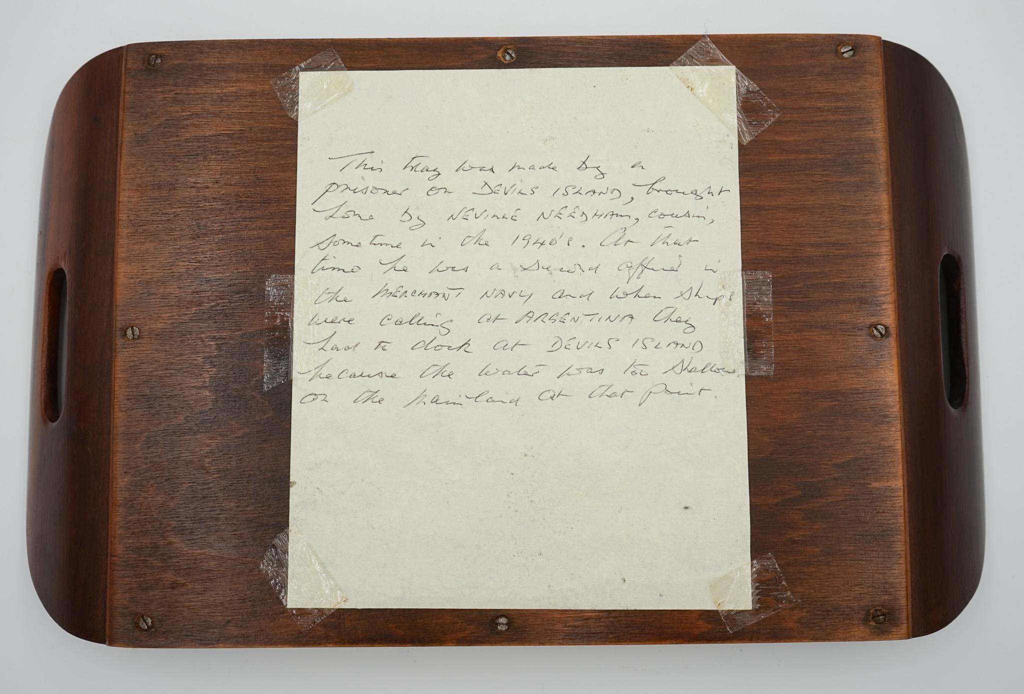 RARE PLATEAU A PAPILLON MORPHO D'ORIGINE FAIT A LA MAIN PAR UN PRISONNIER DE L'ÎLE DU DIABLE 1940's en vente 3