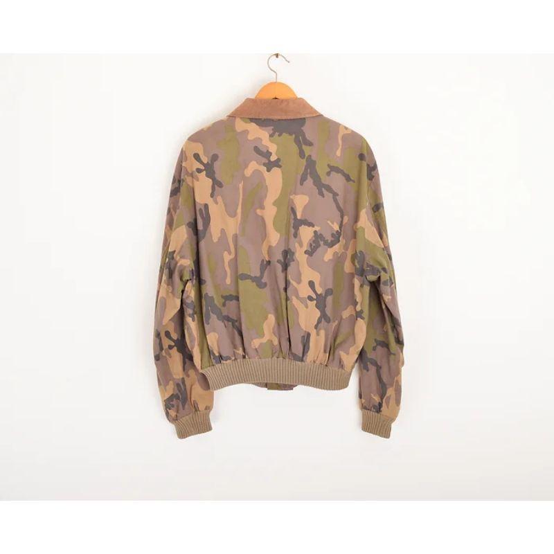 Brown Rare Vintage Moschino 1980's Archival Camouflage Bomber Jacket For Sale