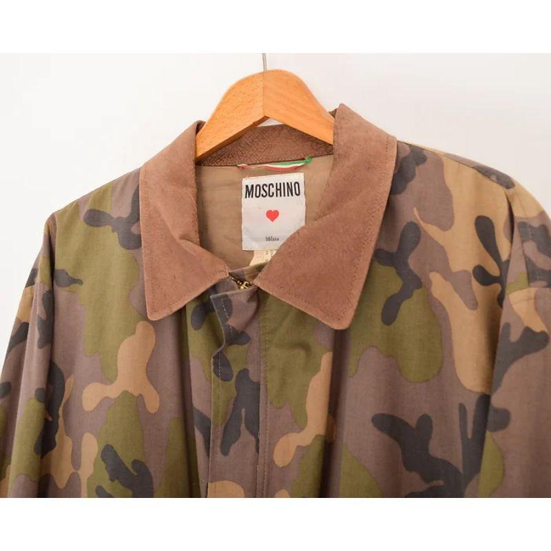Women's or Men's Rare Vintage Moschino 1980's Archival Camouflage Bomber Jacket For Sale