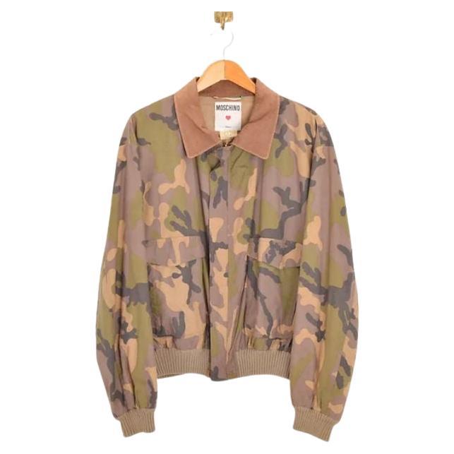 Rare Vintage Moschino 1980's Archival Camouflage Bomber Jacket For Sale