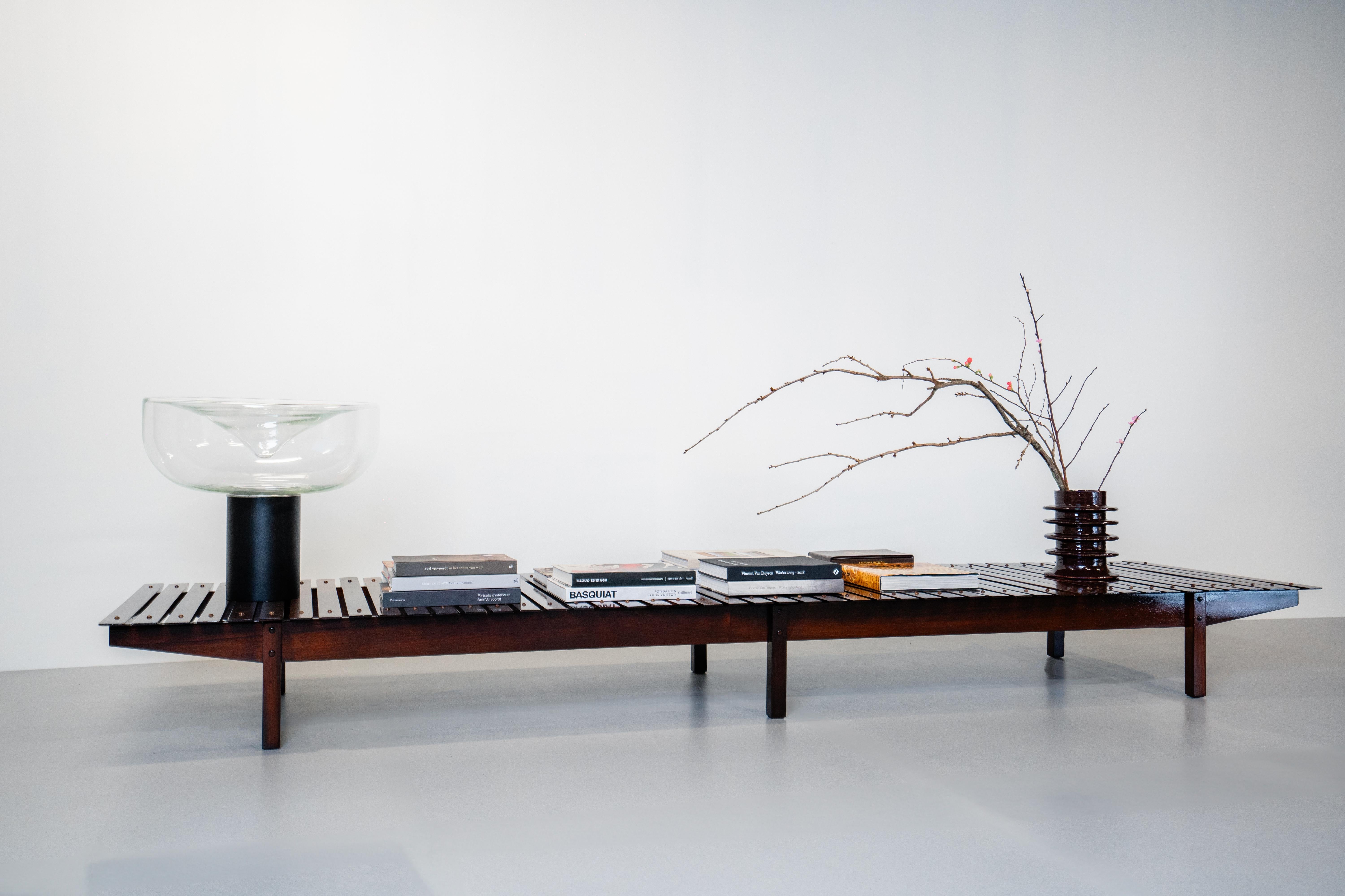 Mid-20th Century Rare Vintage Mucki Bench in Rosewood by Sergio Rodrigues, 1958, 80cm depth For Sale