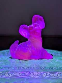 Rare Vintage Murano Alexandrite Glass Dog Figure, Italy