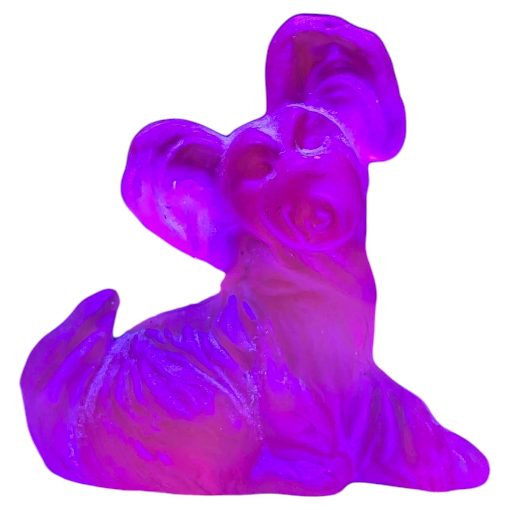 Rare Vintage Murano Alexandrite Glass Dog Figure, Italy