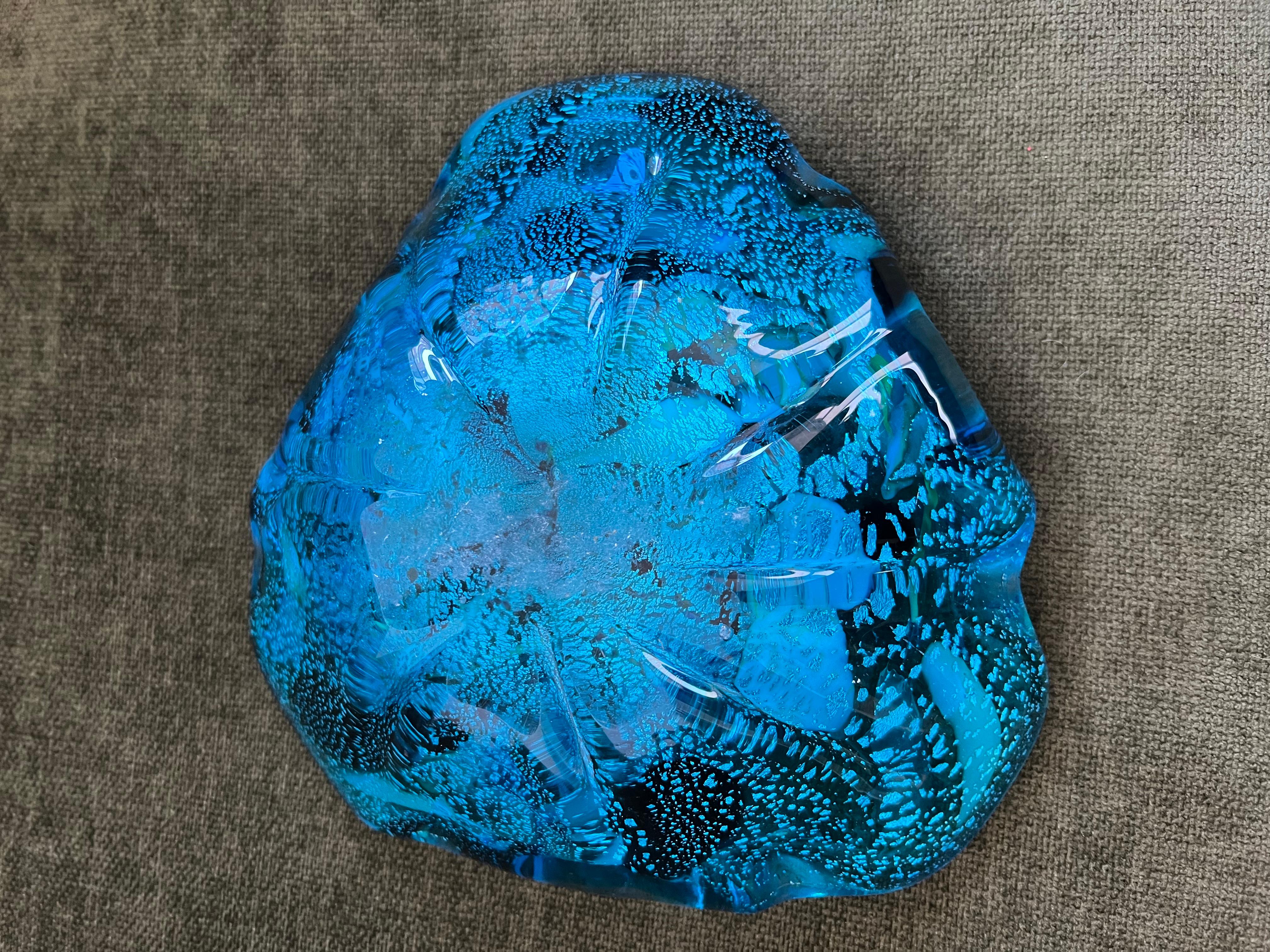 Seltene Vintage Murano Natürlich Blau Tutti Frutti  Taschentuchschüssel, CIRCA 1960 3