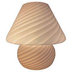 Rare Vintage Murano soft pink Swirl Mushroom Table Lamp glass, Italy 1970s