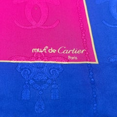 Rare Vintage Must de Cartier Paris Monogram Silk Jacquard Square Scarf, 33 Inche