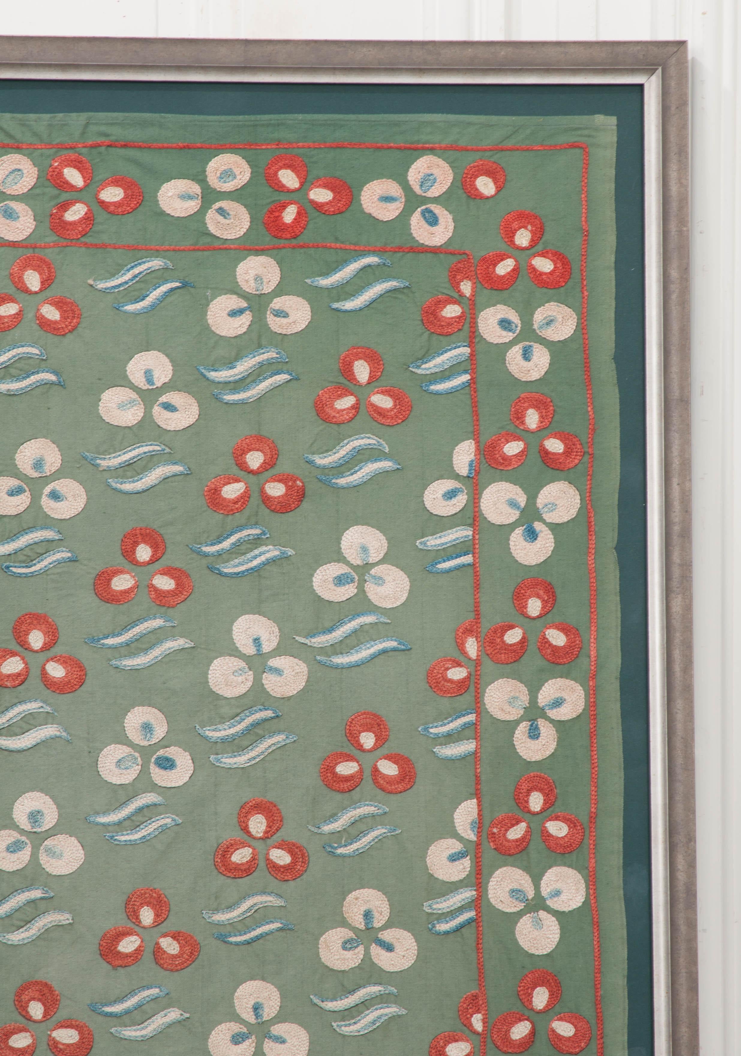 Silk Rare Vintage “Nim Suzani” Embroidered Textile Panel