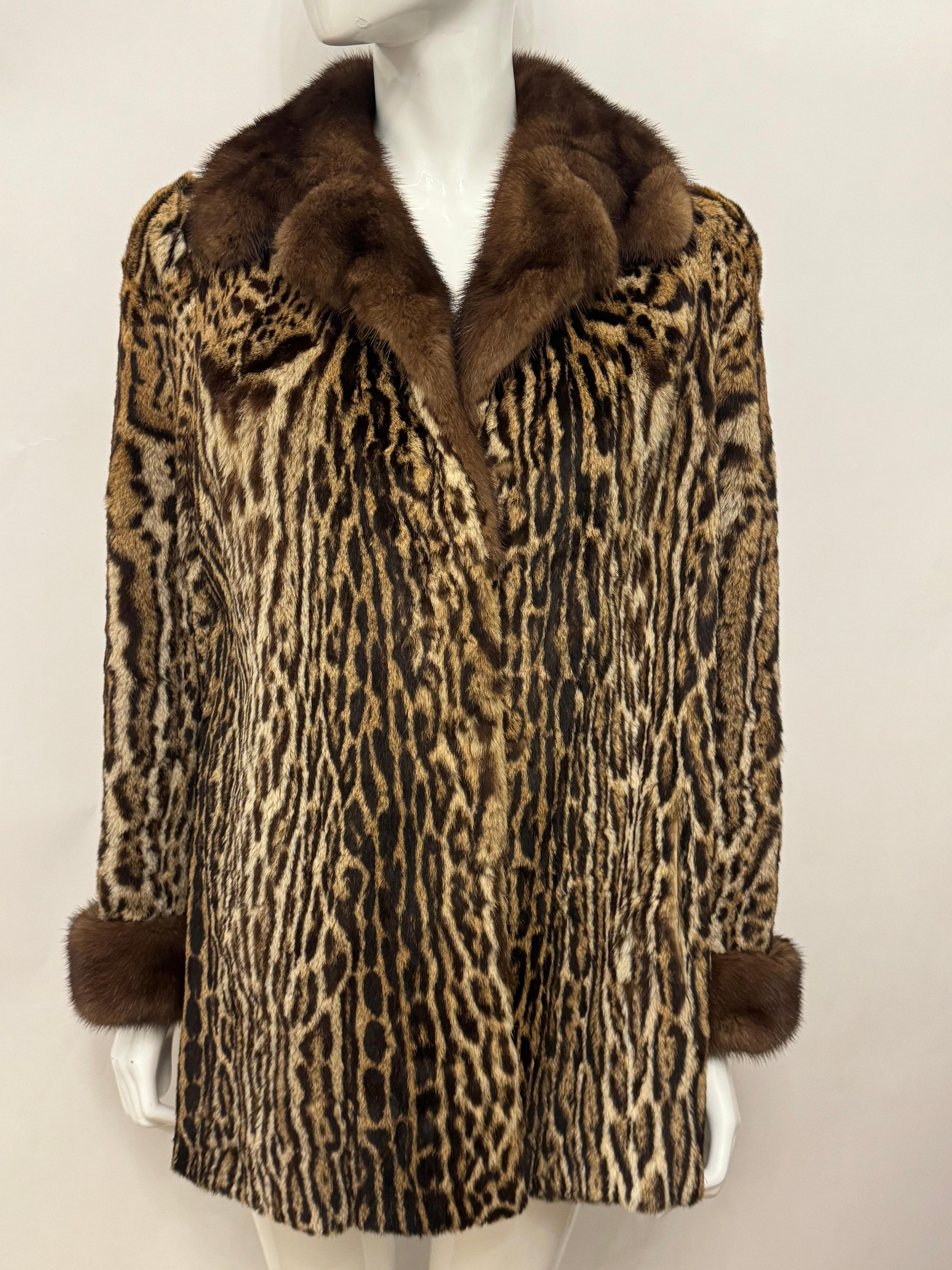 Raro cappotto vintage in pelliccia di ocelot e visone in vendita 5