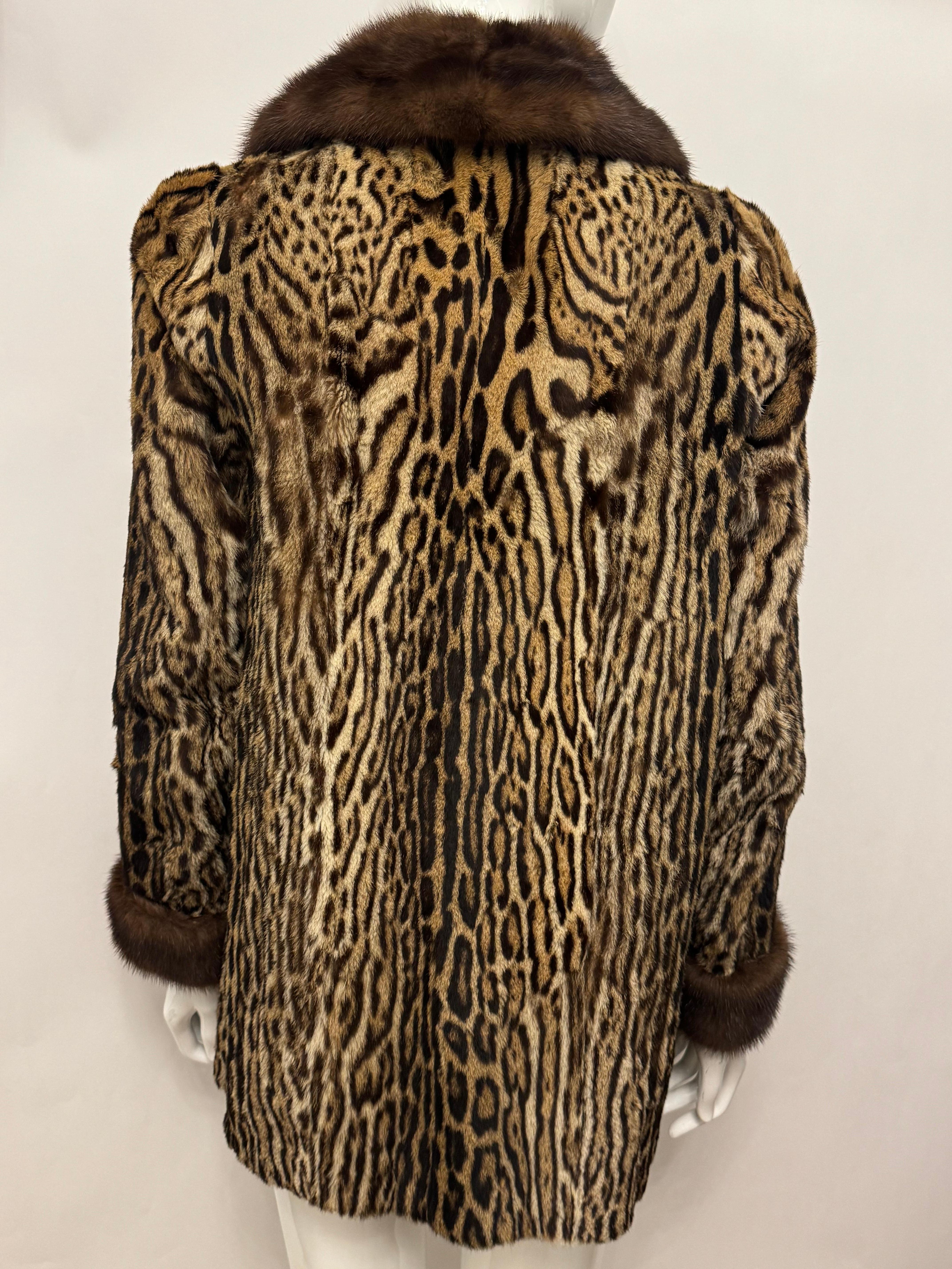 Raro cappotto vintage in pelliccia di ocelot e visone in vendita 6