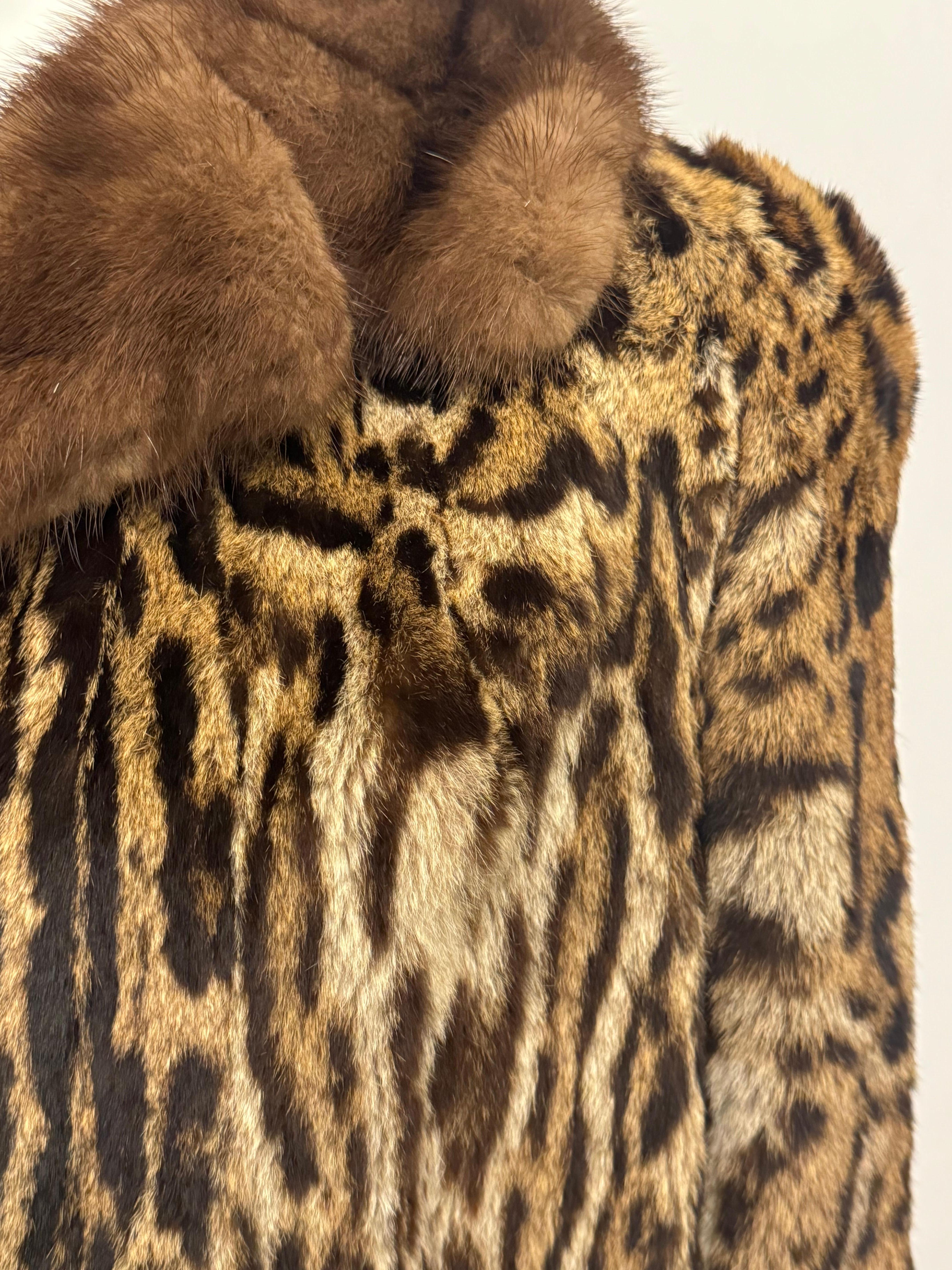Raro cappotto vintage in pelliccia di ocelot e visone in vendita 7
