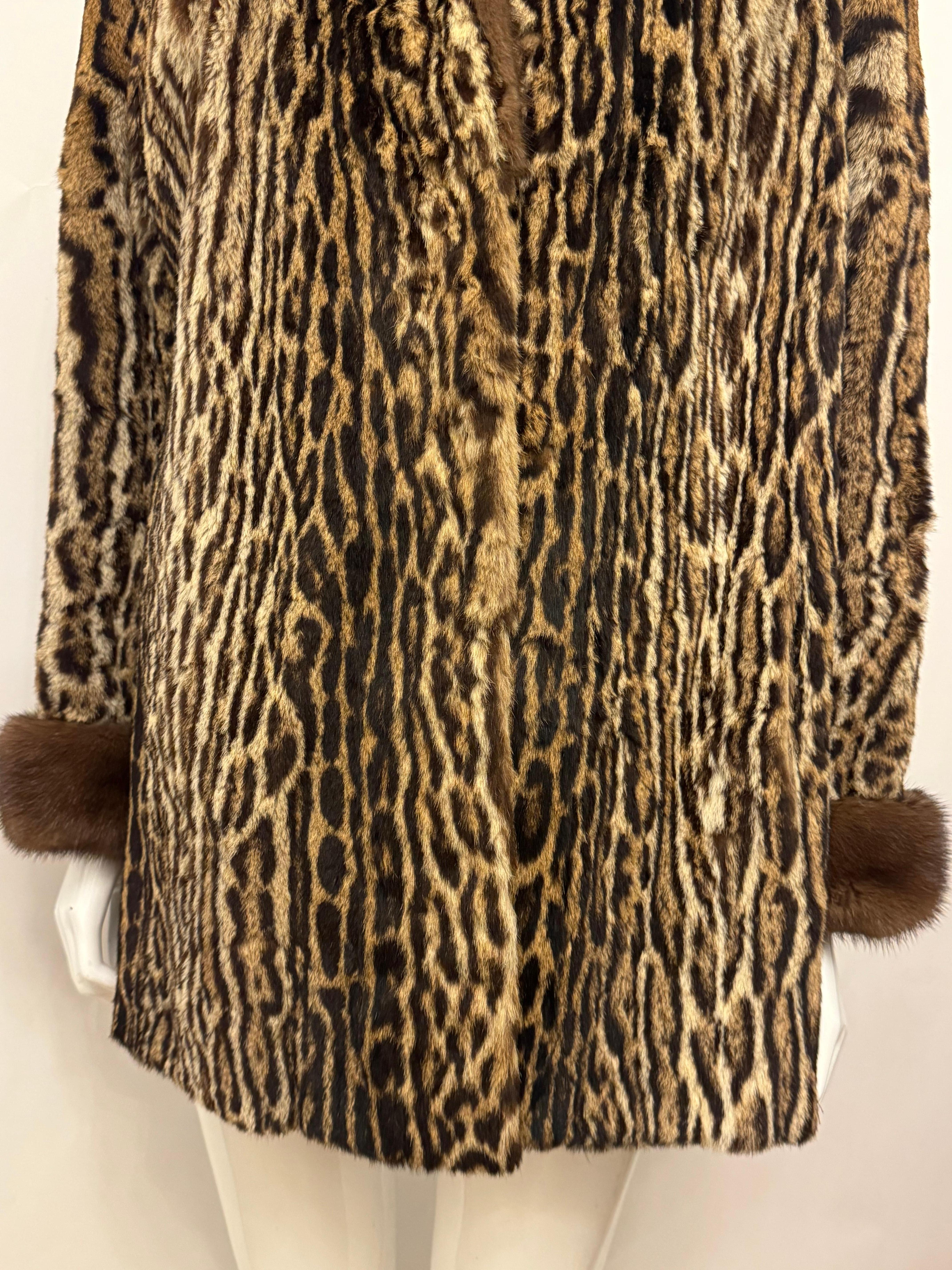 Raro cappotto vintage in pelliccia di ocelot e visone in vendita 8