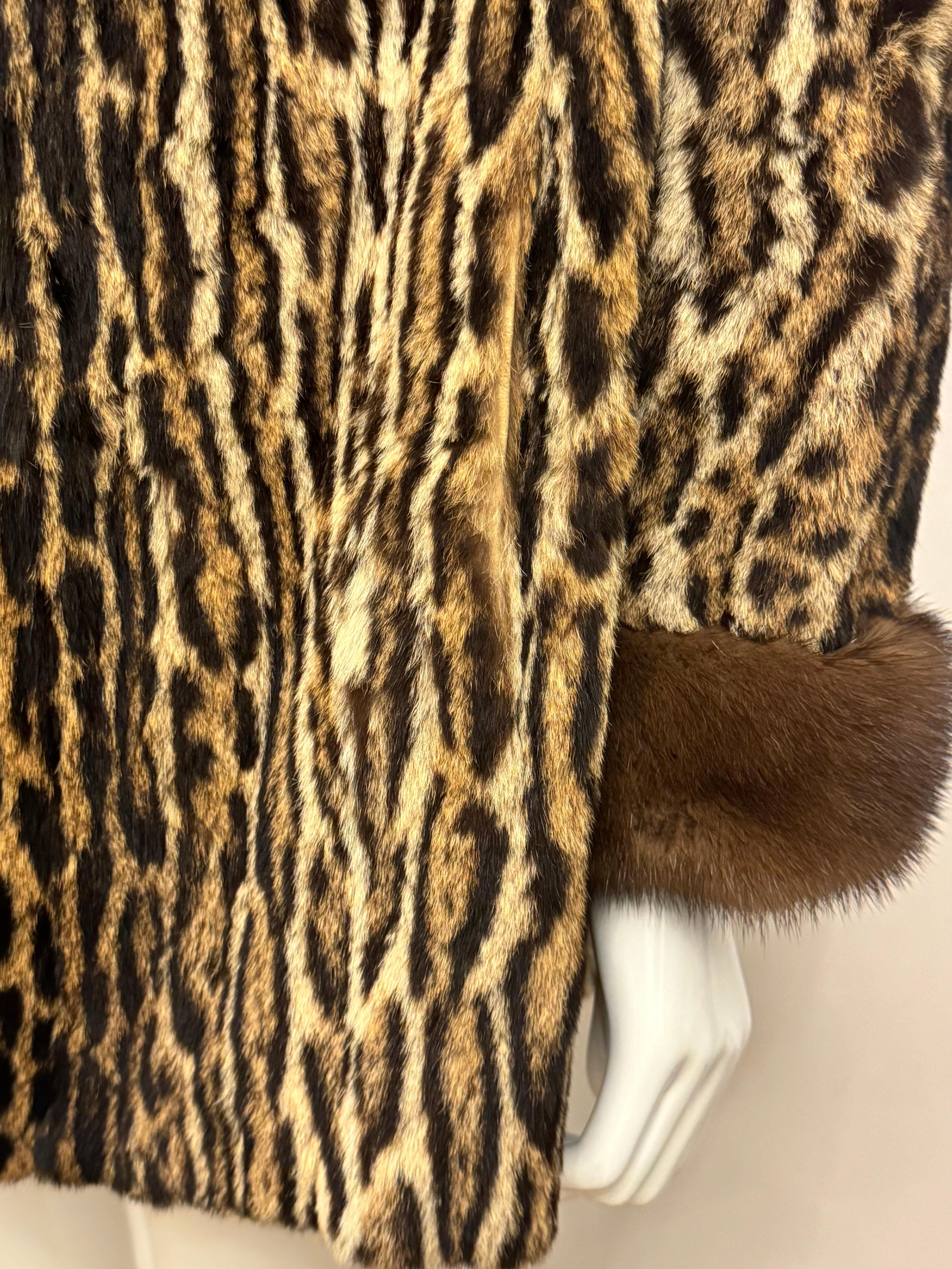 Raro cappotto vintage in pelliccia di ocelot e visone in vendita 9