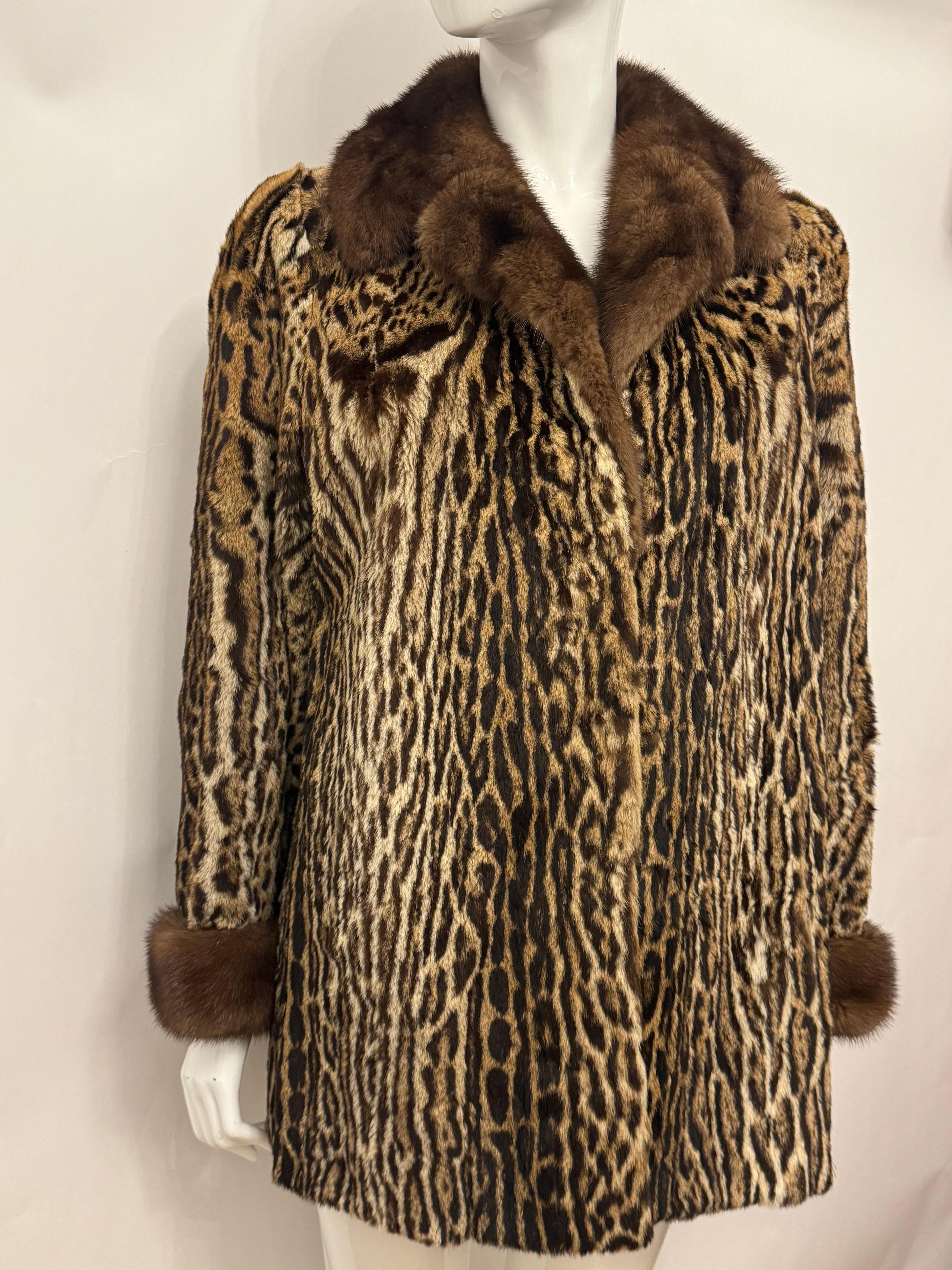 Raro cappotto vintage in pelliccia di ocelot e visone in vendita 10