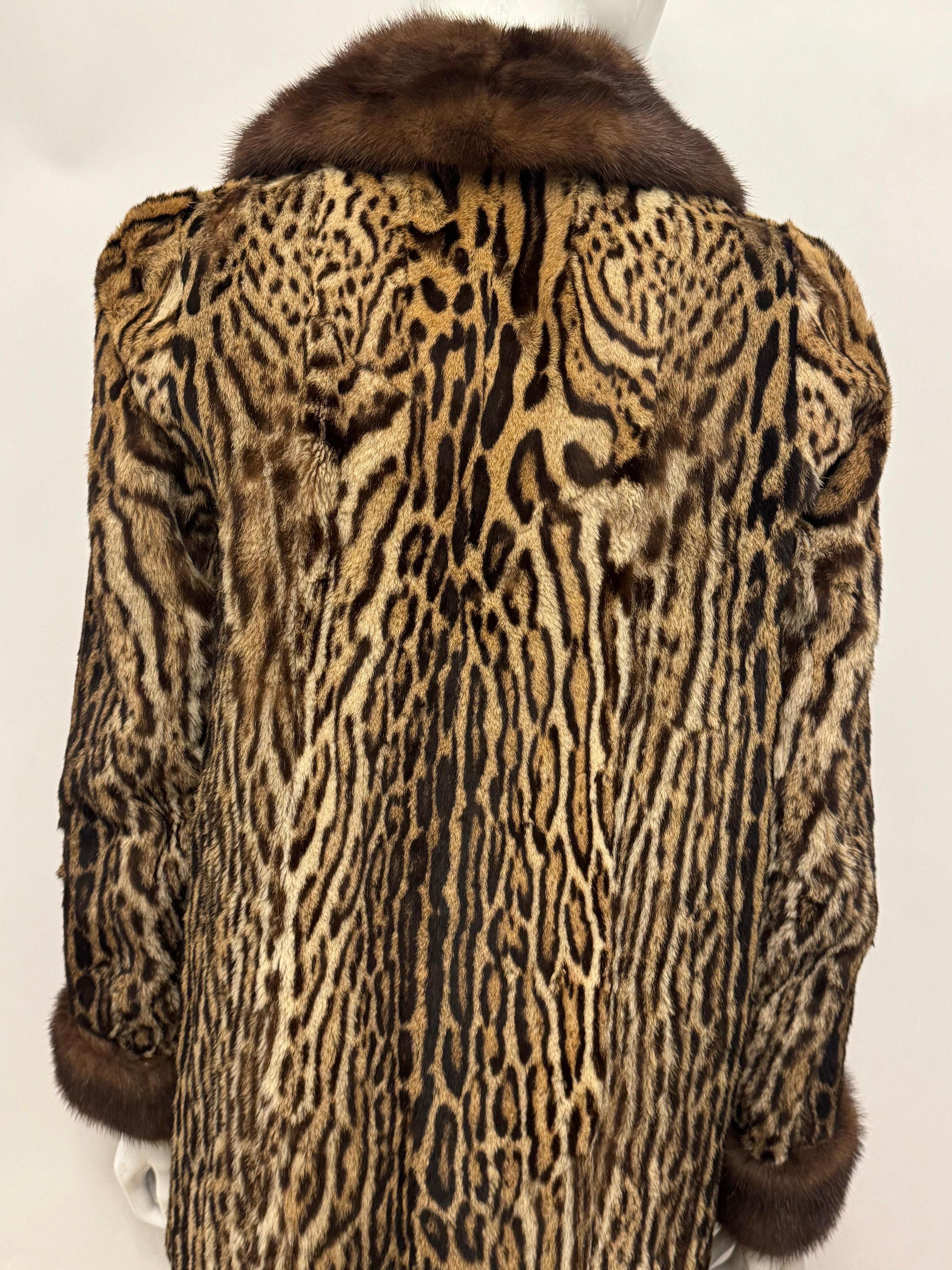 Raro cappotto vintage in pelliccia di ocelot e visone In condizioni ottime in vendita a PARIS, FR