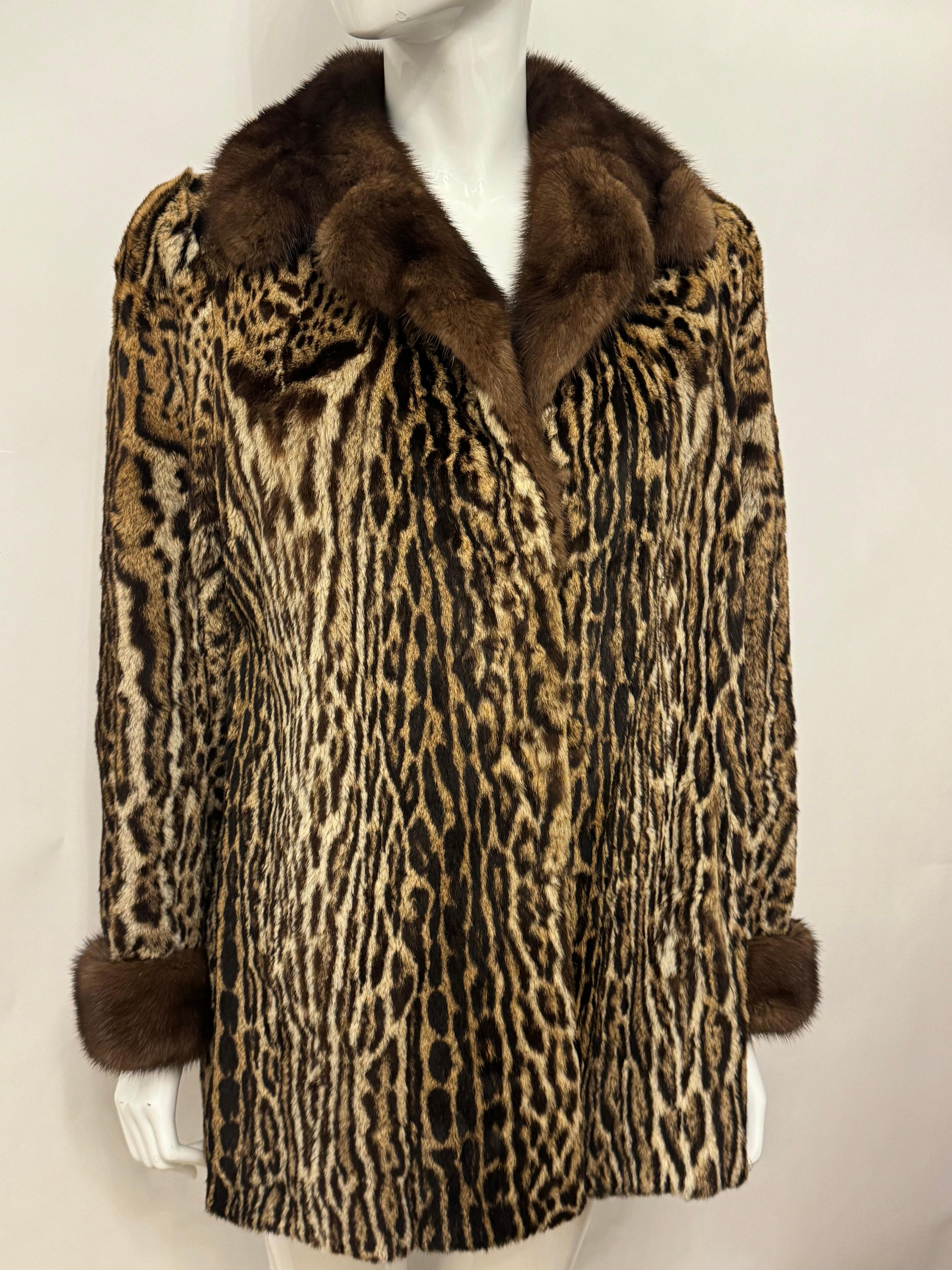 Raro cappotto vintage in pelliccia di ocelot e visone in vendita 2