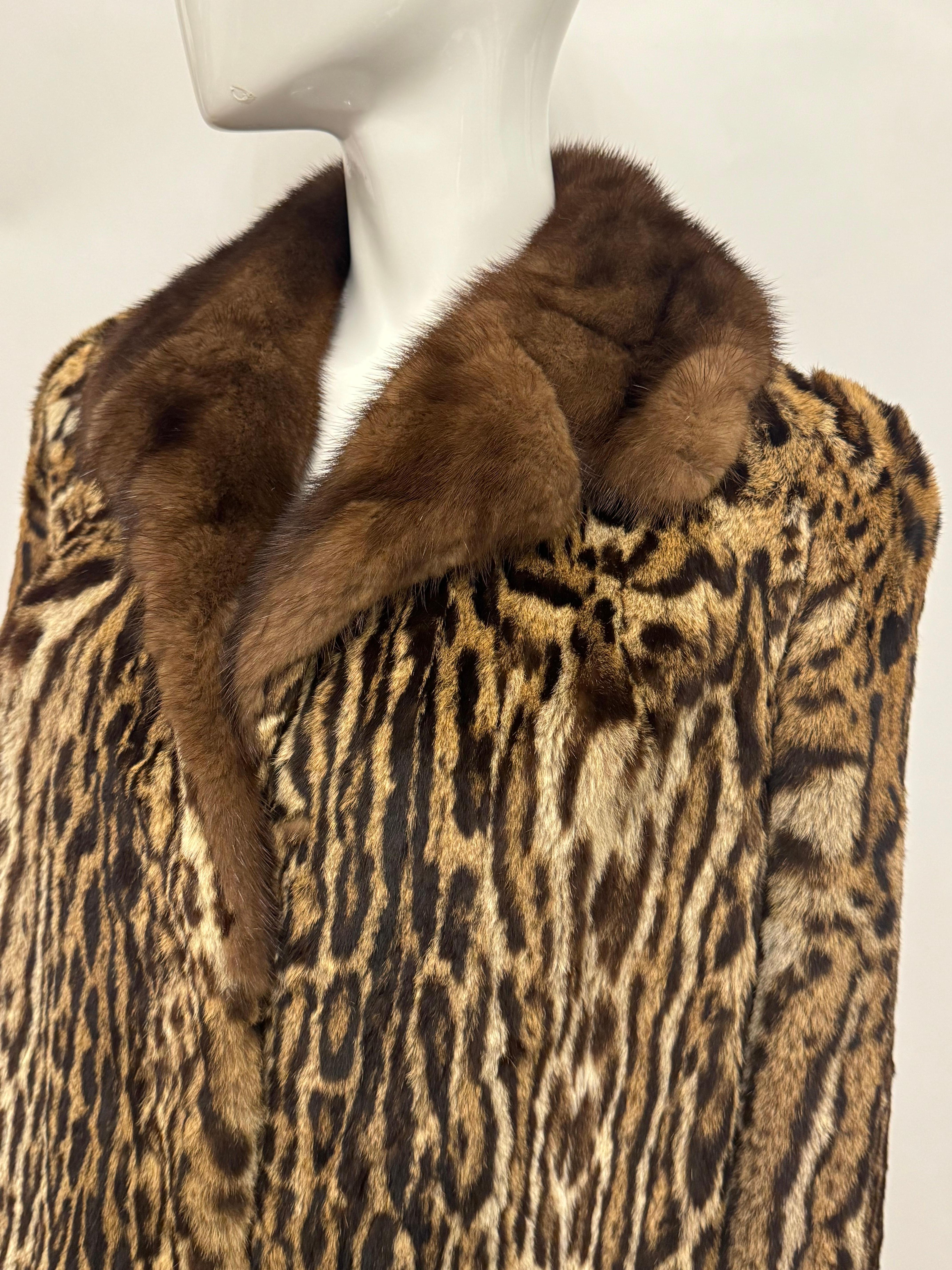 Raro cappotto vintage in pelliccia di ocelot e visone in vendita 4