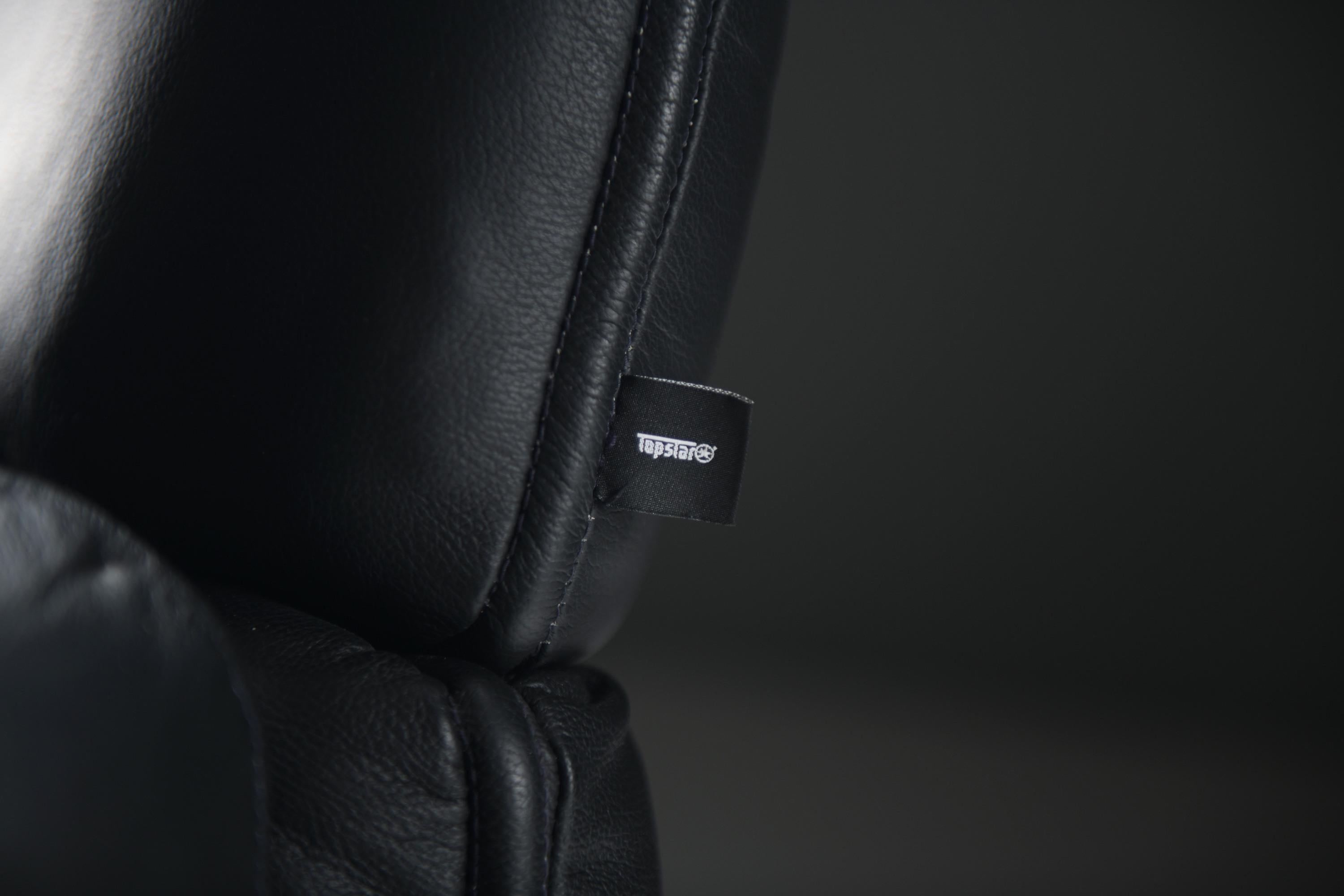 Rare chaise de bureau vintage en cuir noir par Otto Zapf pour Knoll international en vente 1