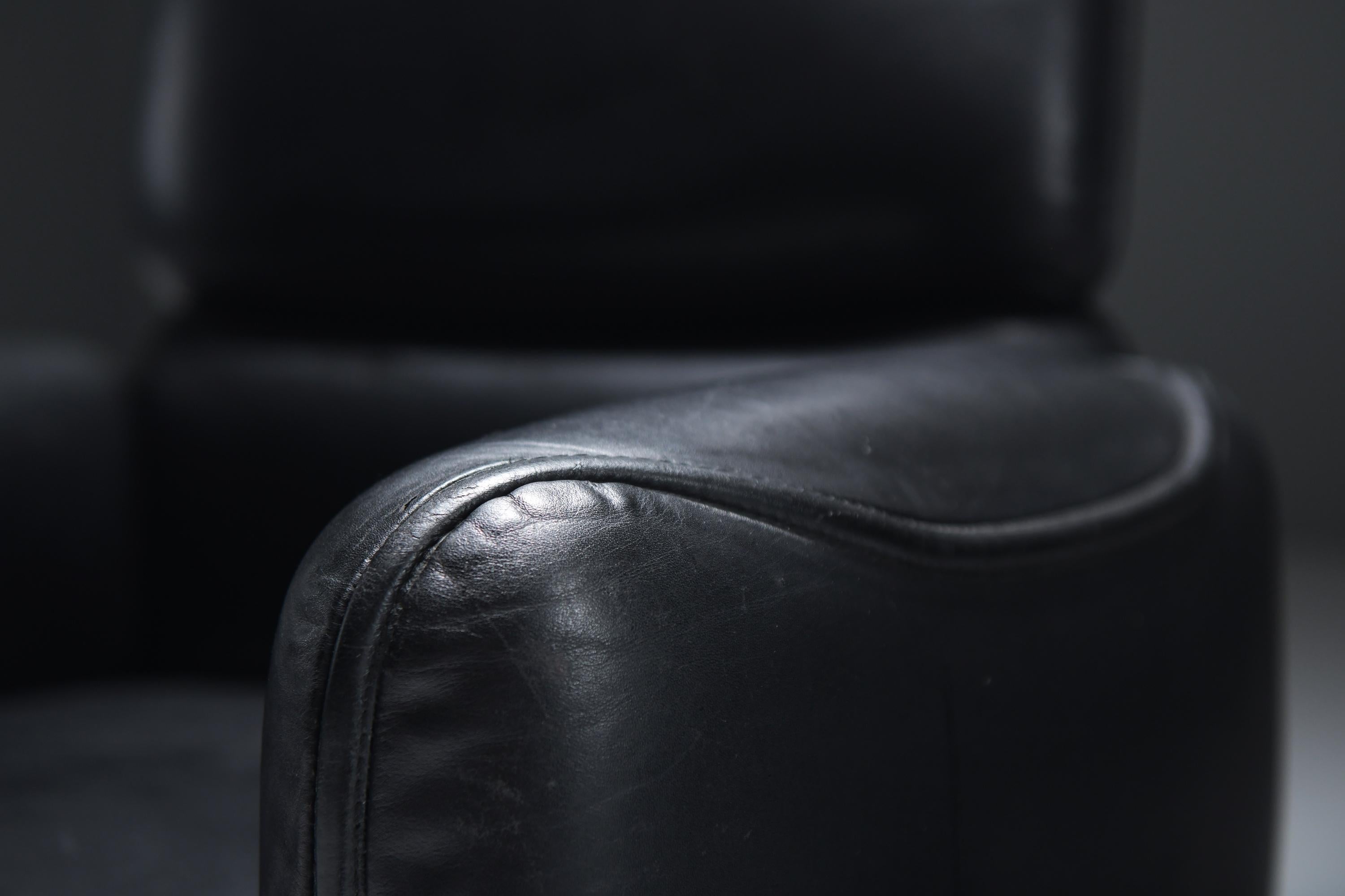 Rara silla de oficina vintage en cuero negro de Otto Zapf para Knoll international en venta 4