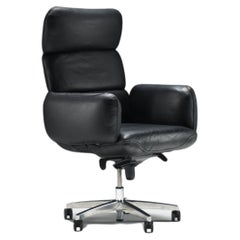 Rare vintage office chair in black leather by Otto zapf for Knoll international