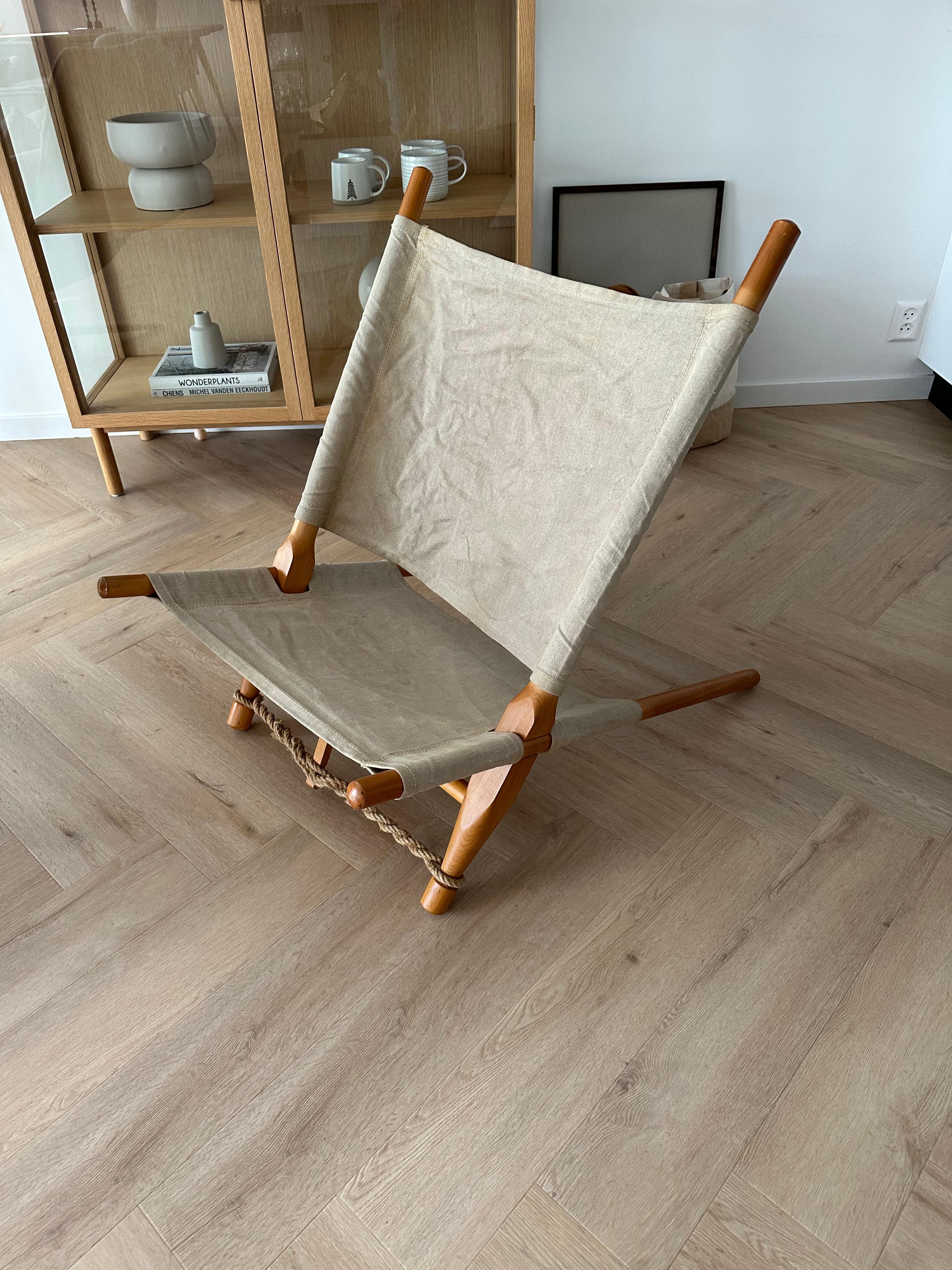 Mid-Century Modern Rare Vintage Ole Gjerlov-Knudsen Lounge Saw Safari Chair, Denmark 1960s For Sale