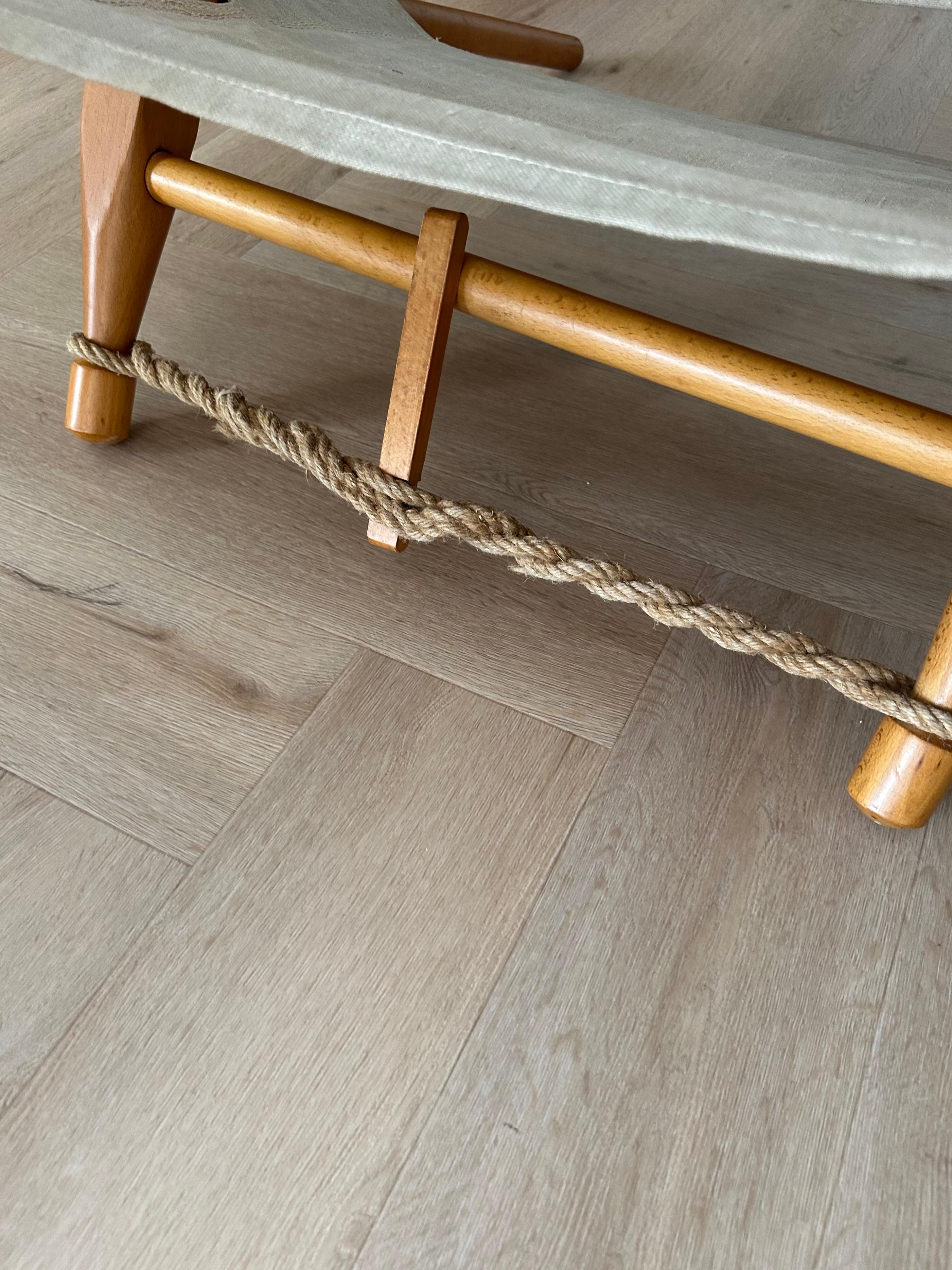 Danish Rare Vintage Ole Gjerlov-Knudsen Lounge Saw Safari Chair, Denmark 1960s For Sale