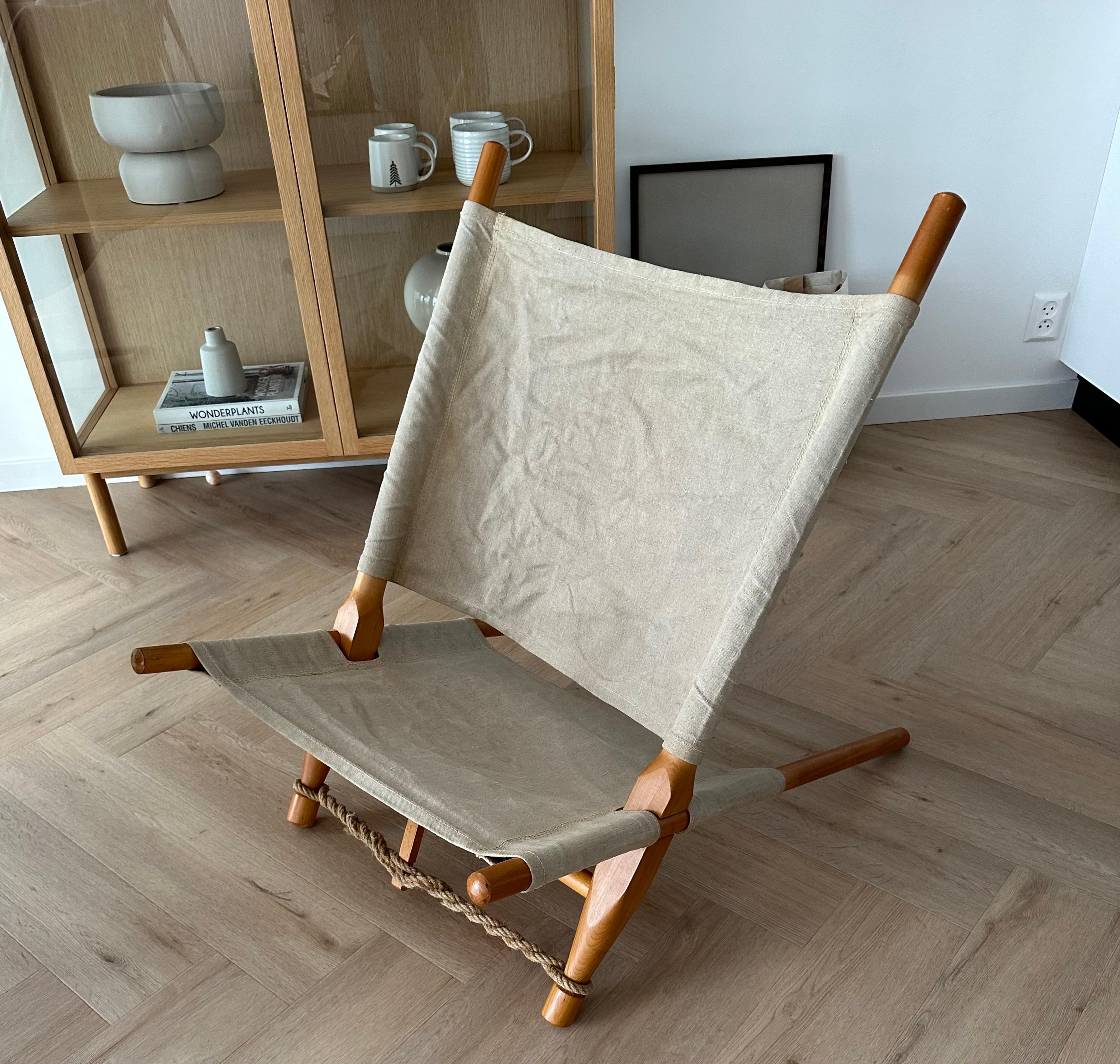 20th Century Rare Vintage Ole Gjerlov-Knudsen Lounge Saw Safari Chair, Denmark 1960s For Sale