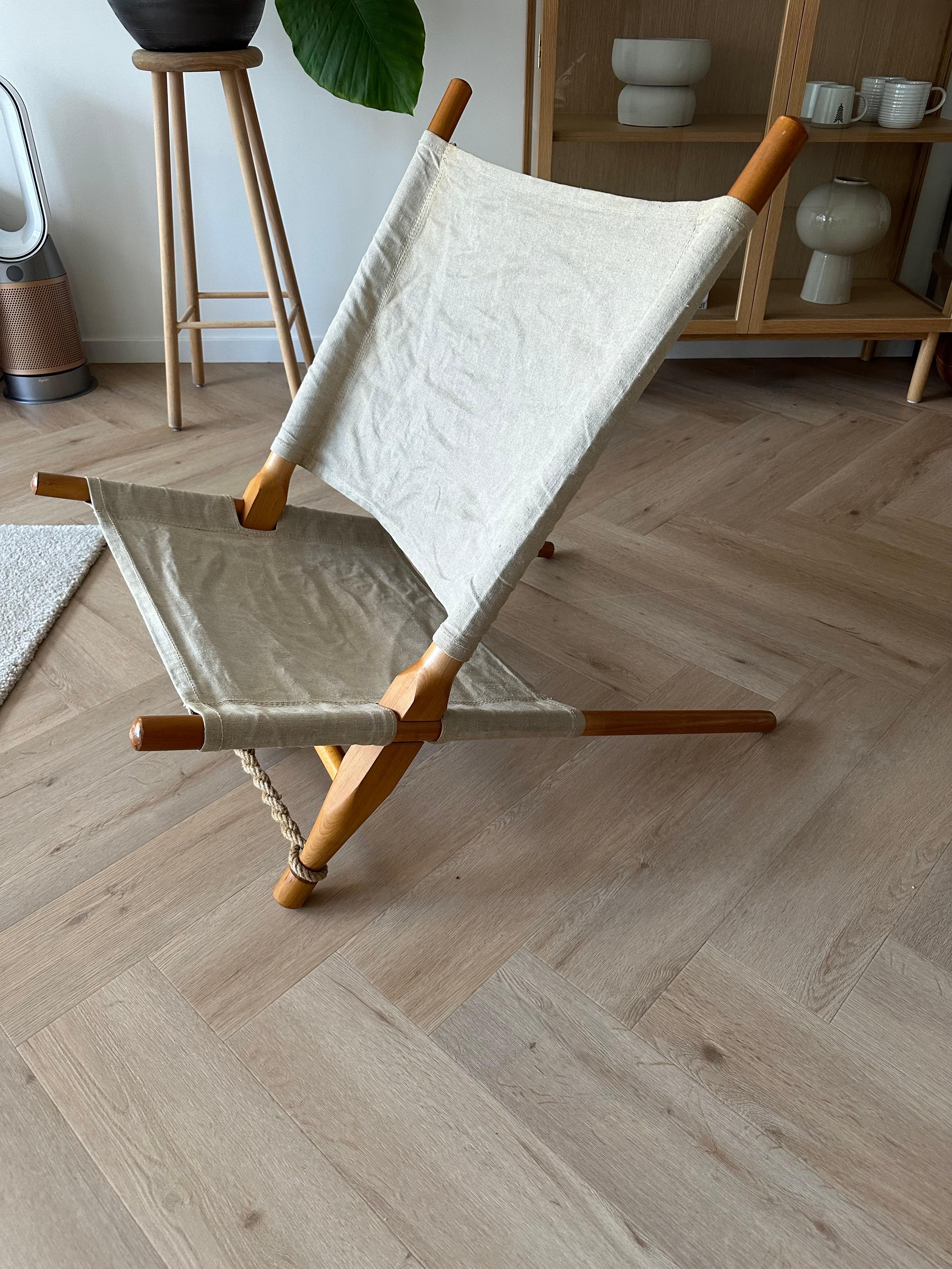 Rare Vintage Ole Gjerlov-Knudsen Lounge Saw Safari Chair, Denmark 1960s For Sale 1