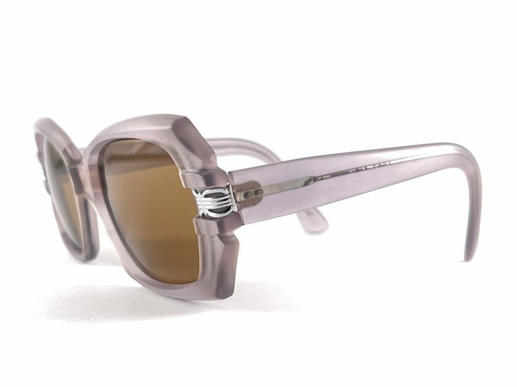 Women's Rare Vintage Oliver Goldsmith Silver Errebi Sides Oversized 1970 Sunglasses For Sale