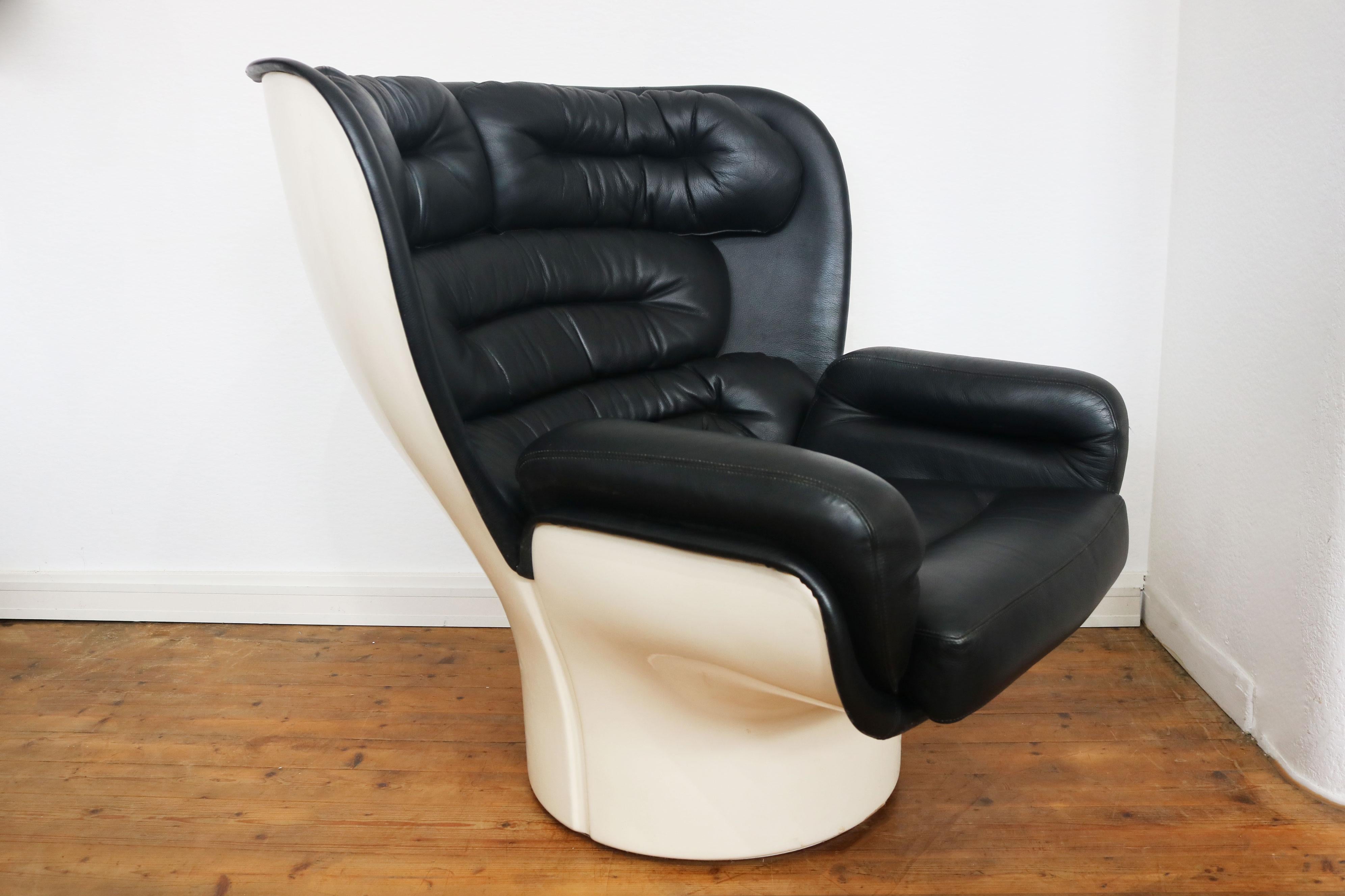 Mid-Century Modern Rare vintage original Joe Colombo Elda chair by comfort Italy 1960 black leather