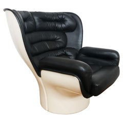 Rara sedia vintage originale Joe Colombo Elda di comfort Italy 1960 in pelle nera