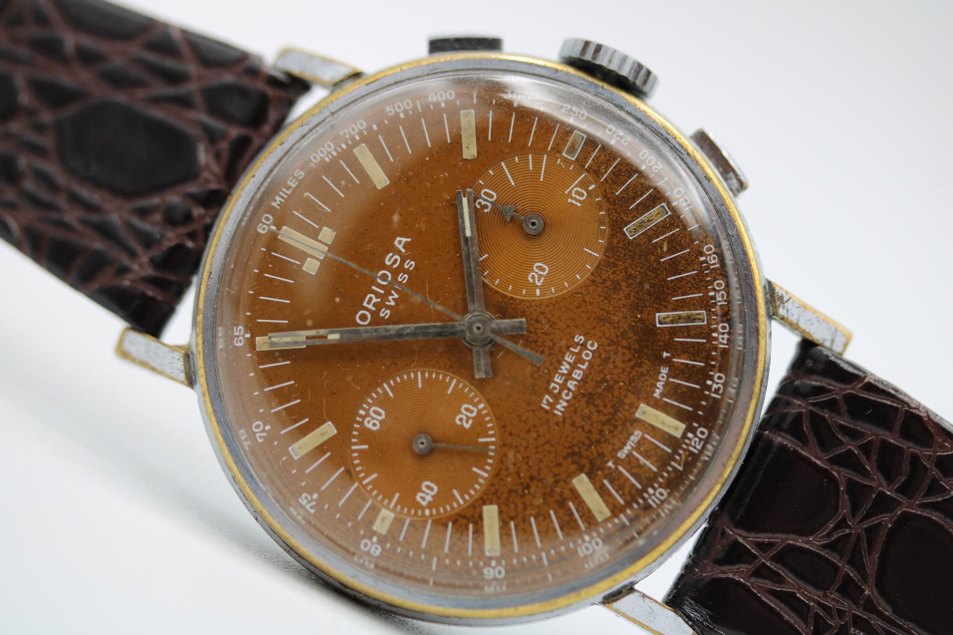 Rare Vintage Oriosa Chronograph – 1960s  Stunning Tropical Dial 9