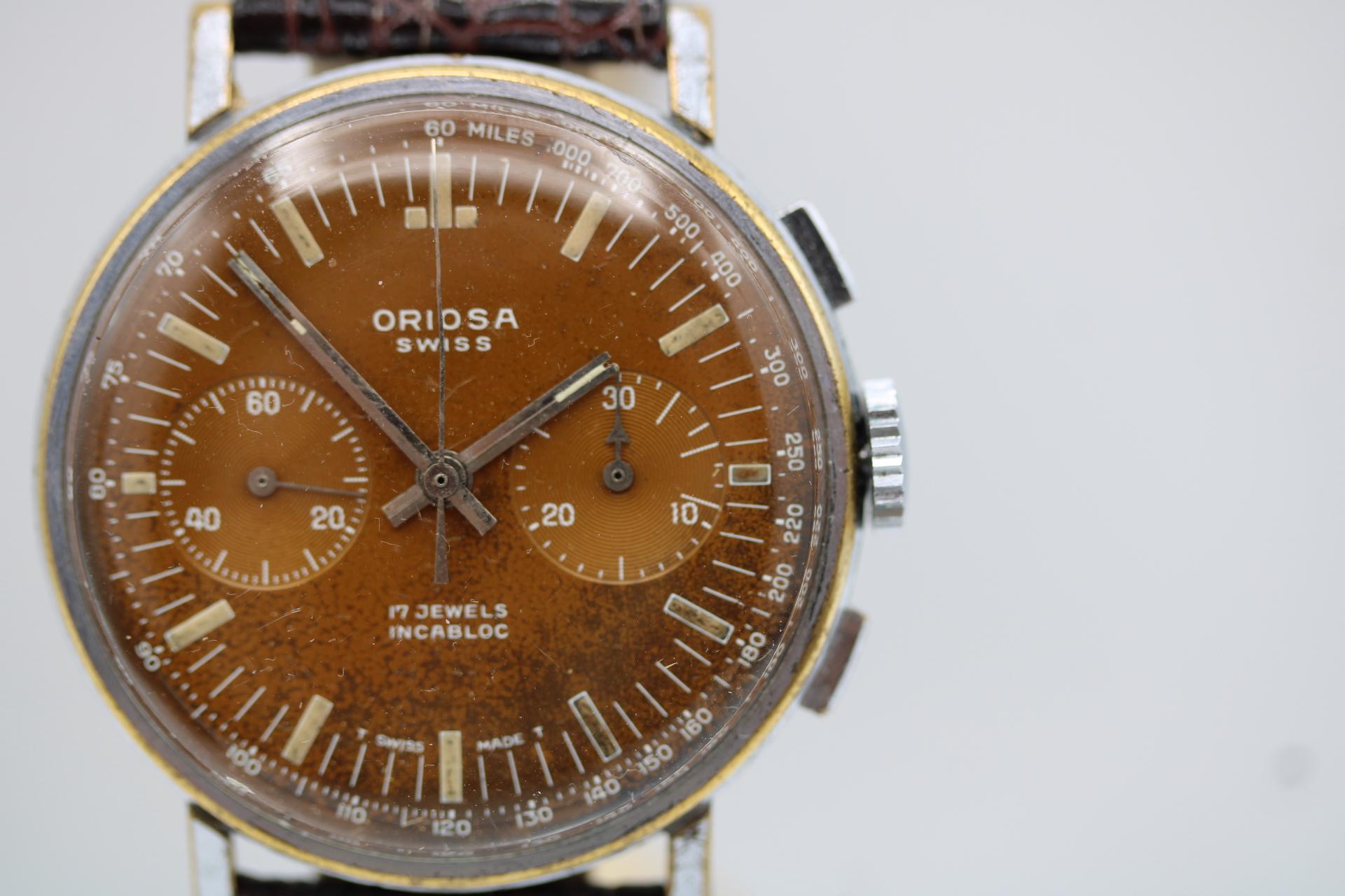 Rare Vintage Oriosa Chronograph – 1960s  Stunning Tropical Dial 3