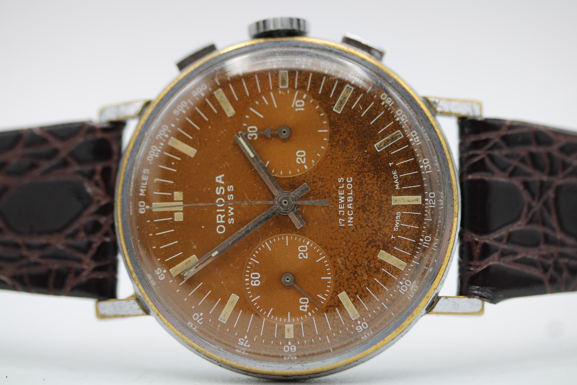 Rare Vintage Oriosa Chronograph – 1960s  Stunning Tropical Dial 5